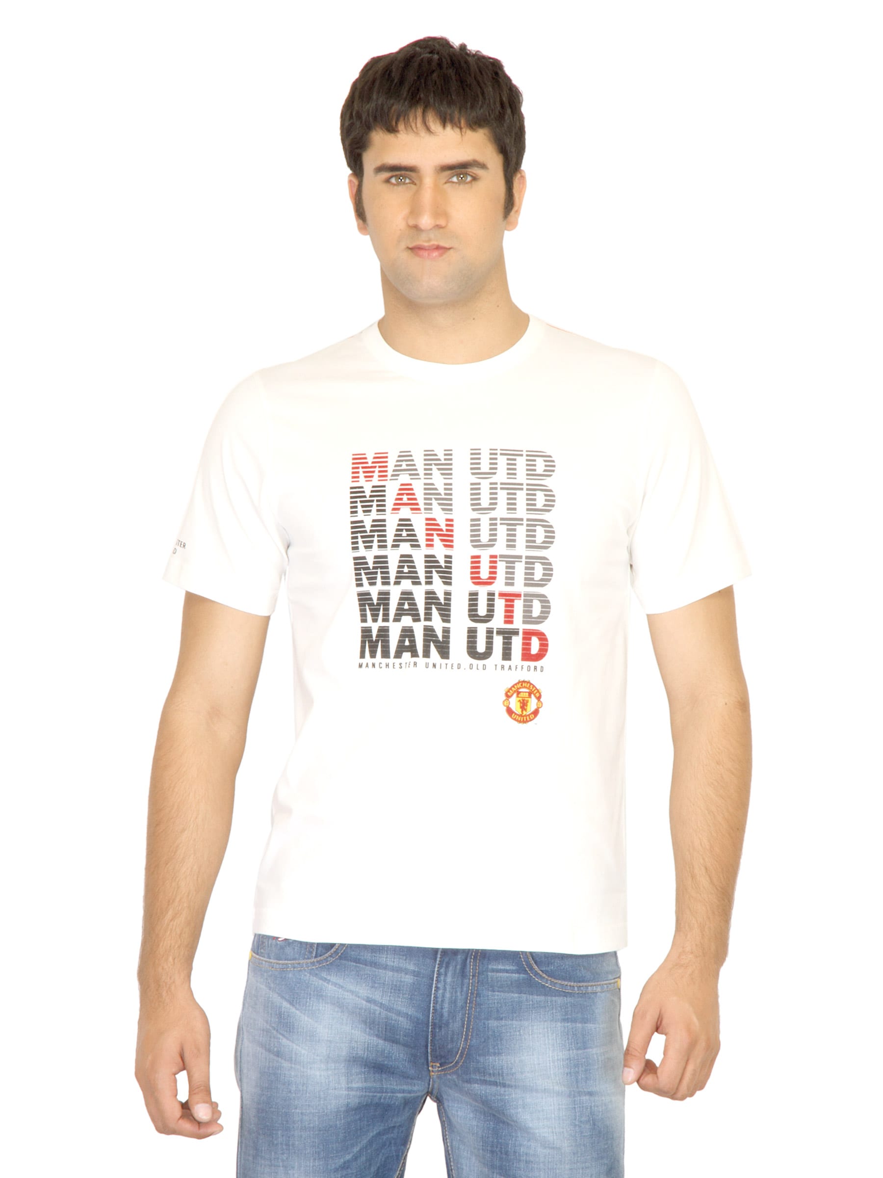 Manchester United Men Printed White Tshirt