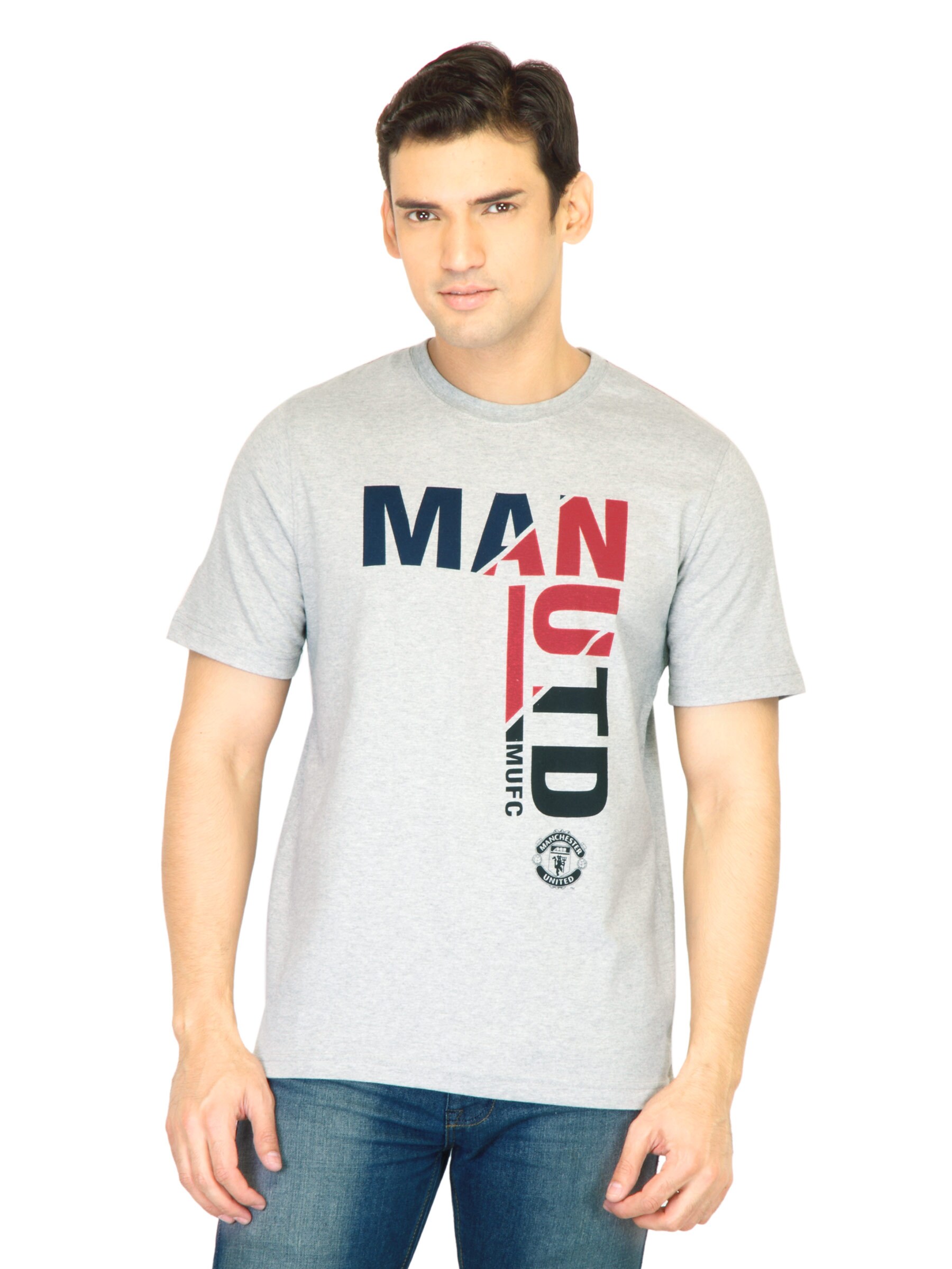 Manchester United Men Printed Grey Tshirt