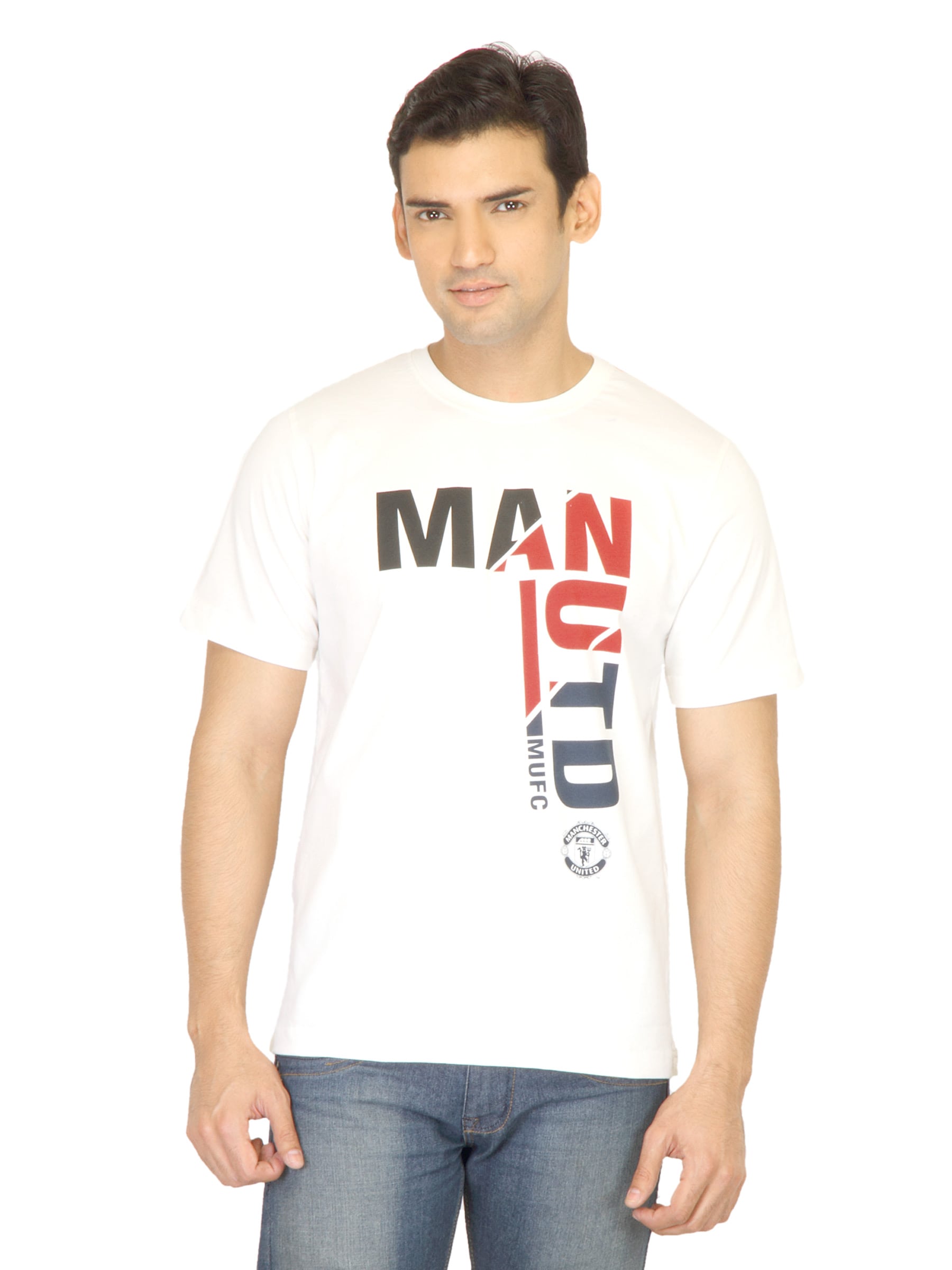 Manchester United Men Printed White Tshirt