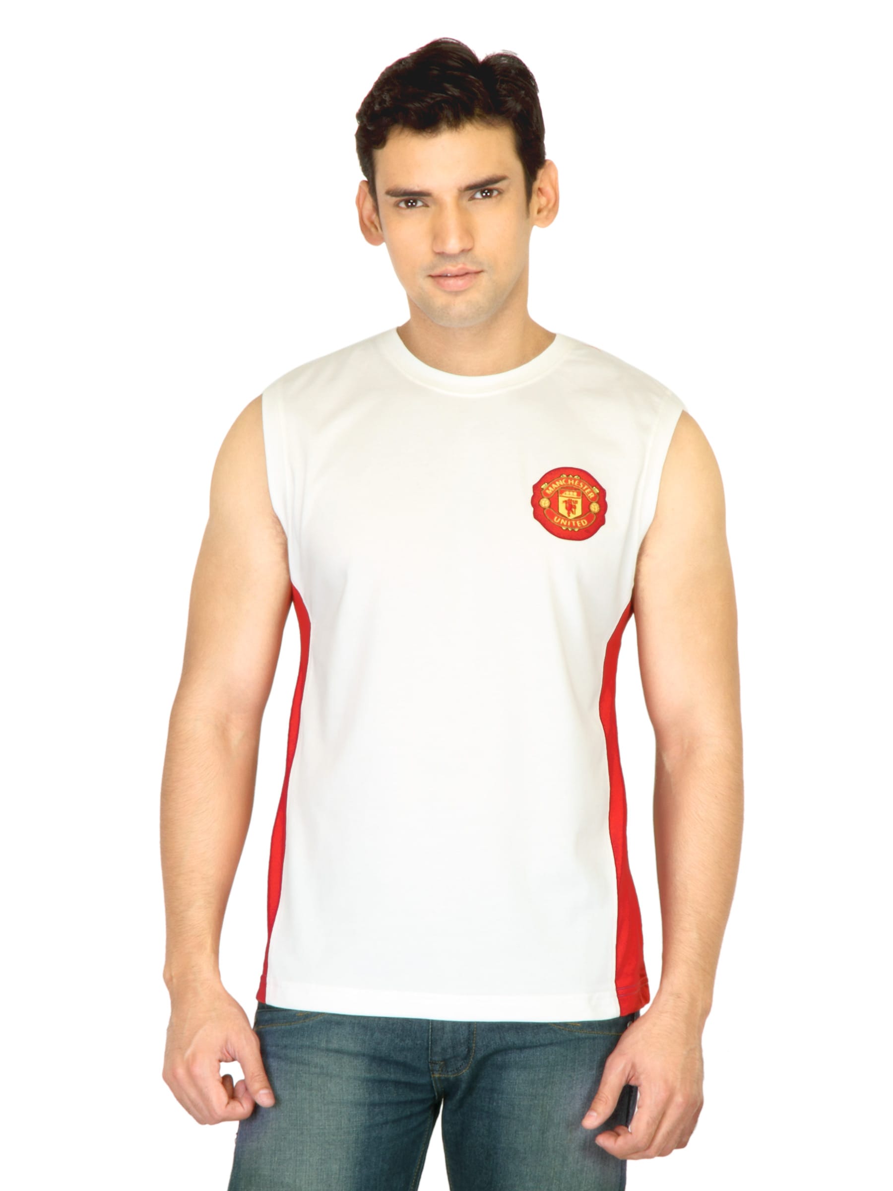 Manchester United Men Solid White Tshirt