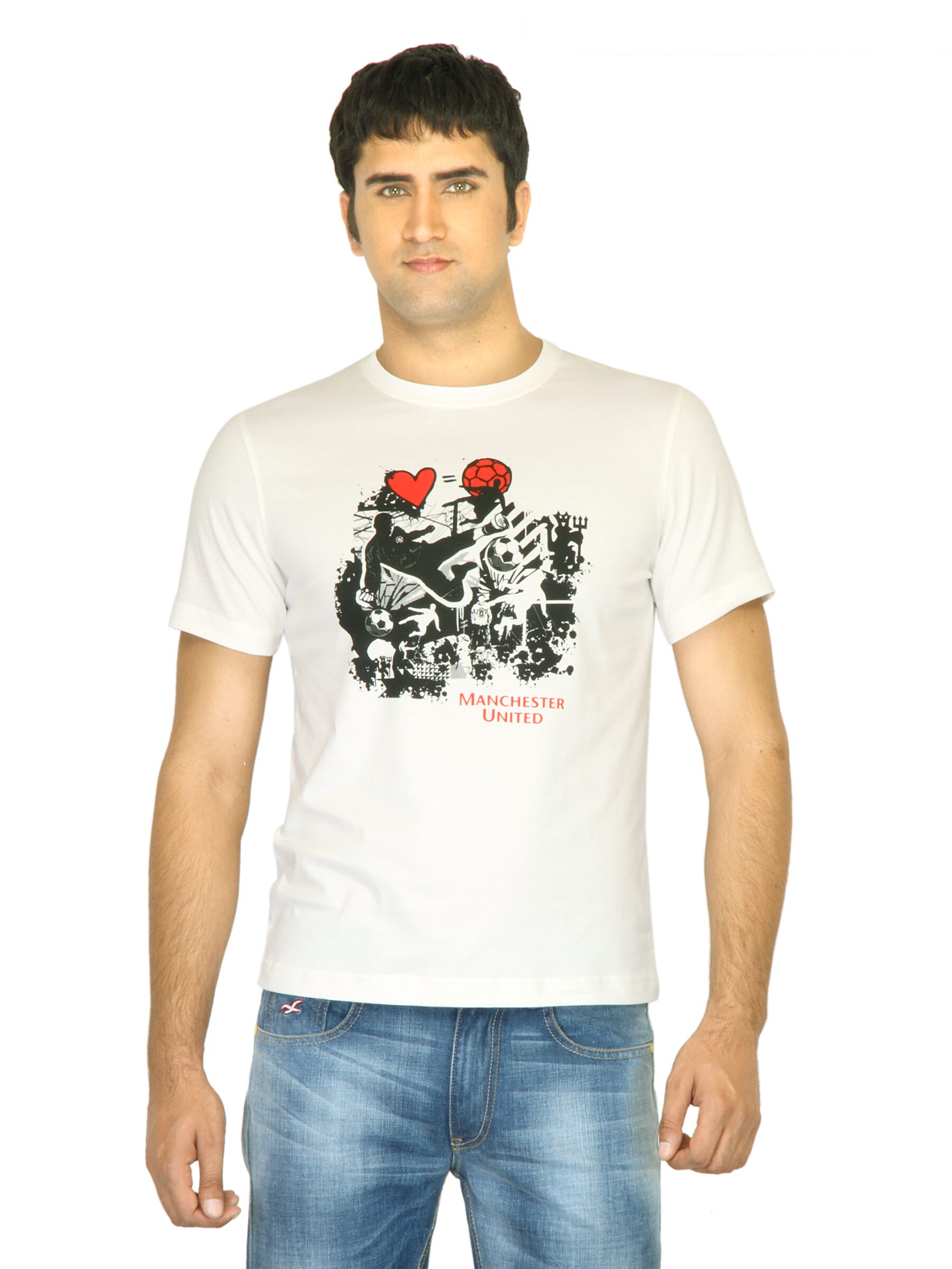 Manchester United Men Printed White Tshirt