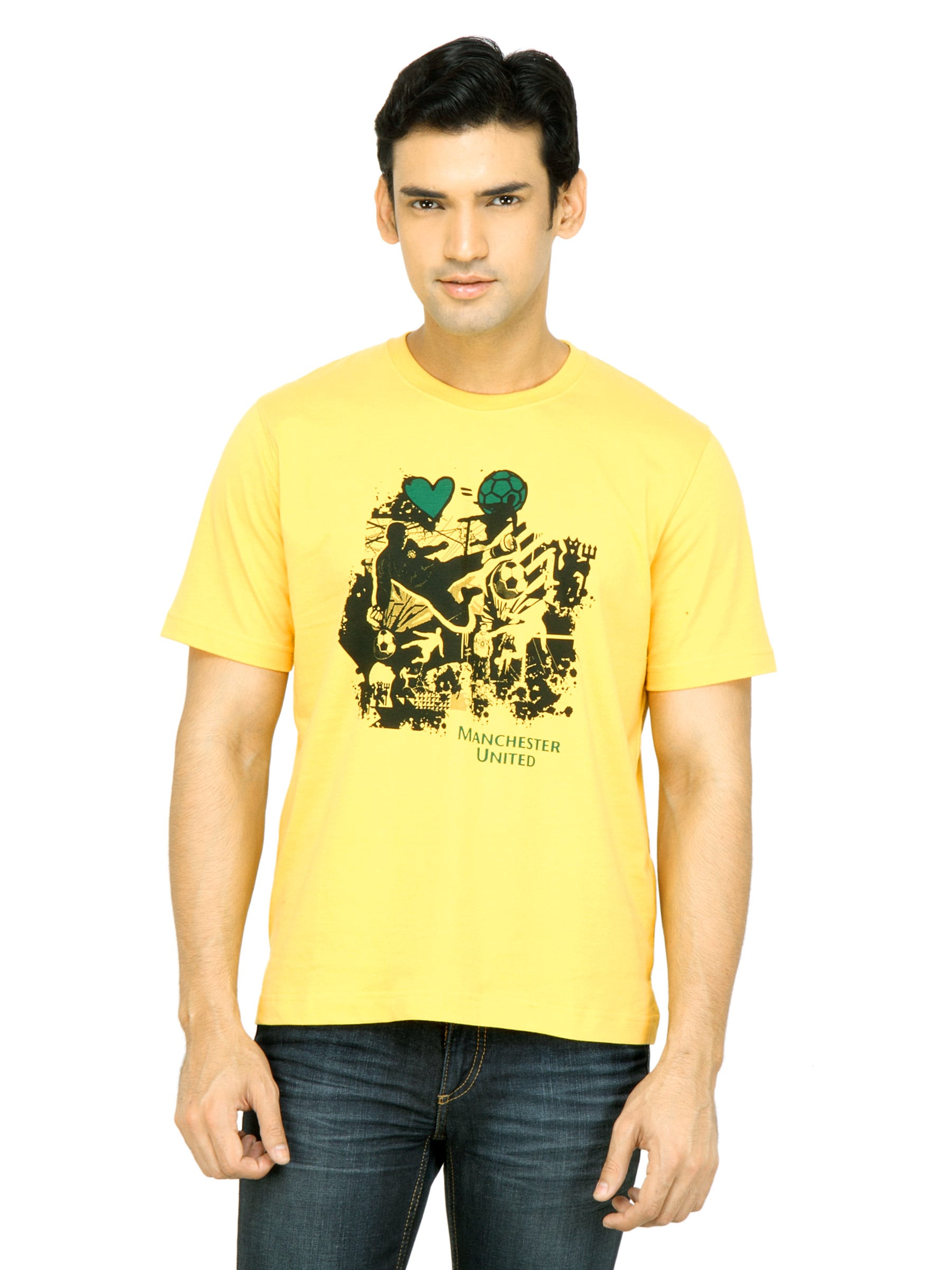 Manchester United Men Printed Yellow T-Shirt