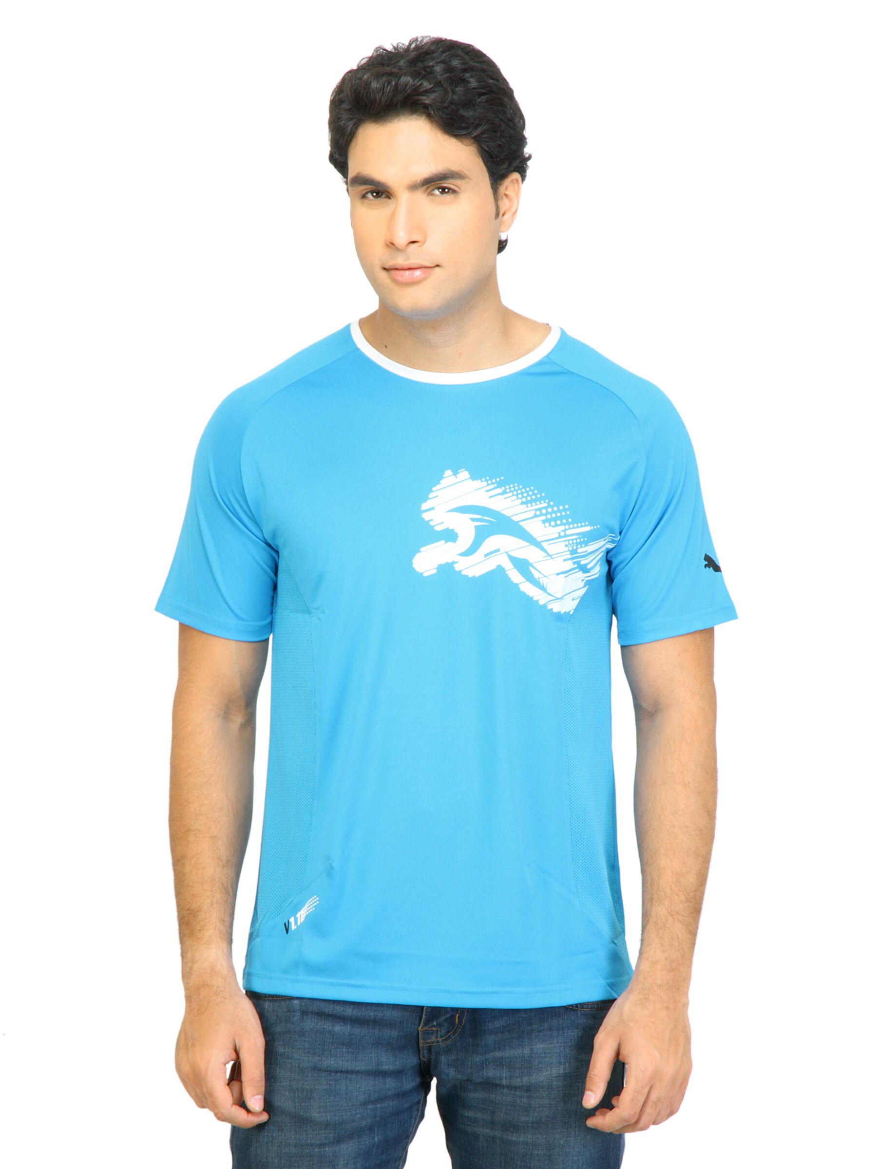 Puma Men V.11 Cat  Blue Tshirts