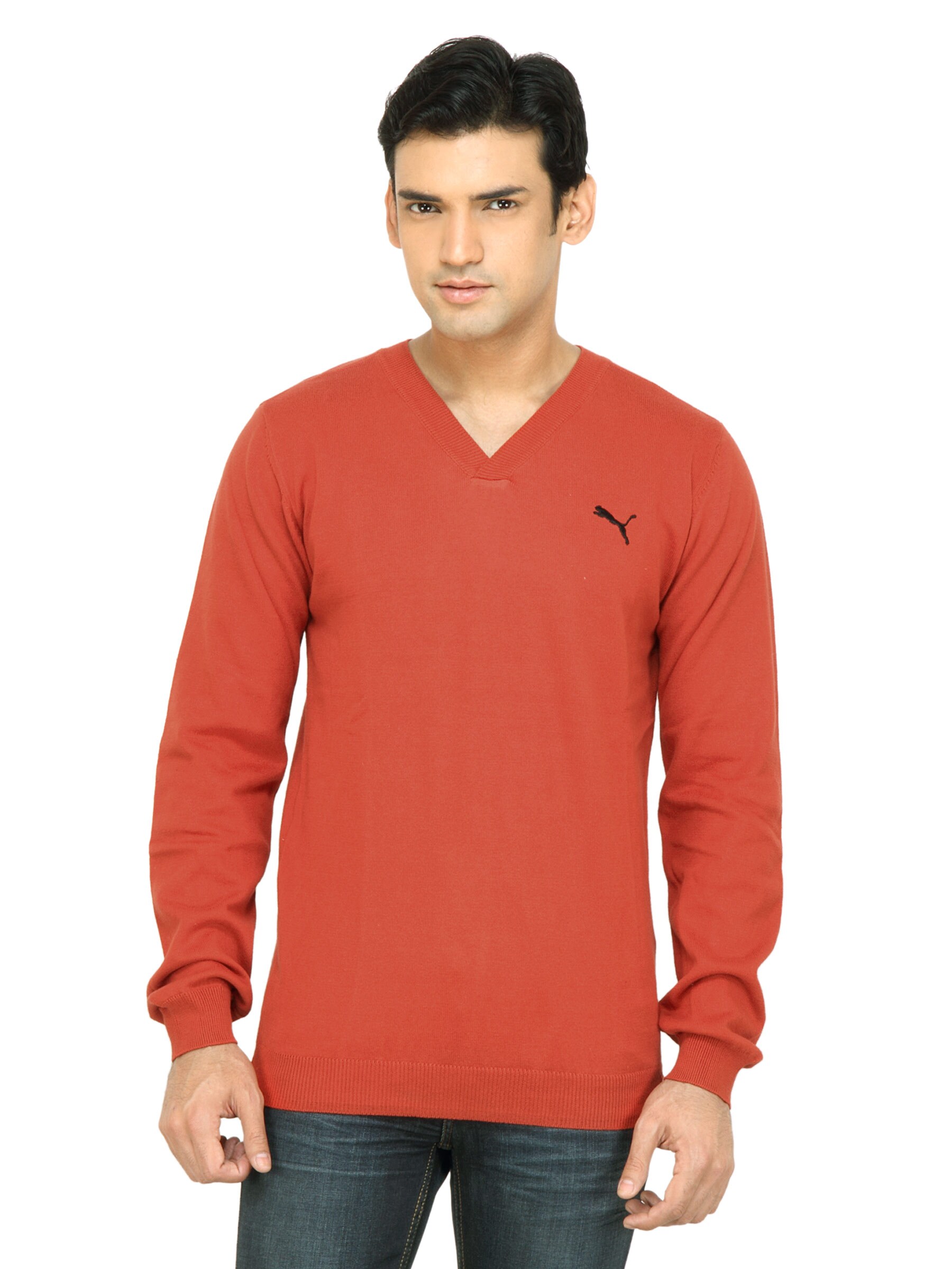 Puma Men Solid Red Sweater