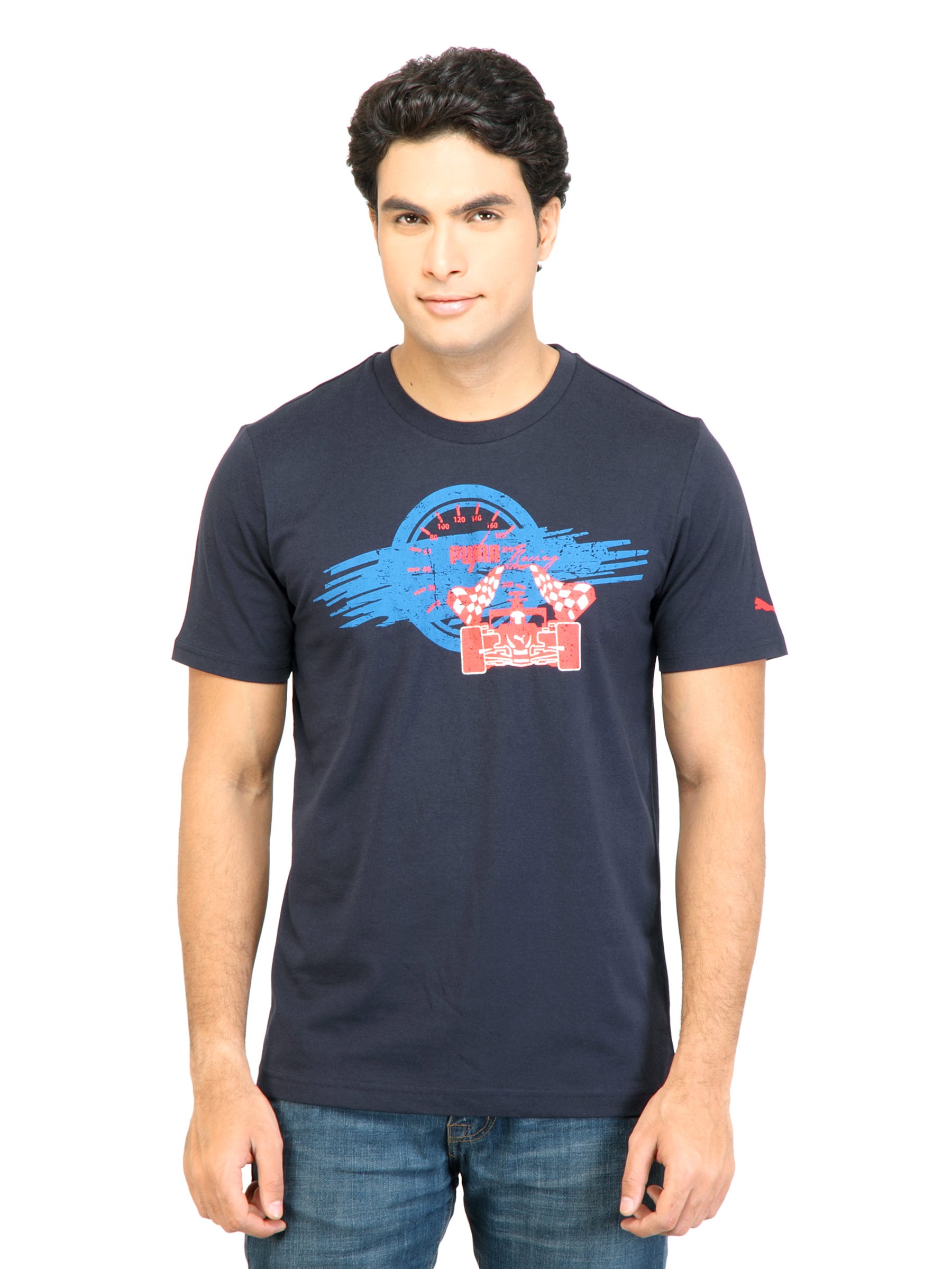 Puma Men GP Budg Logo Speed Navy Blue Tshirts