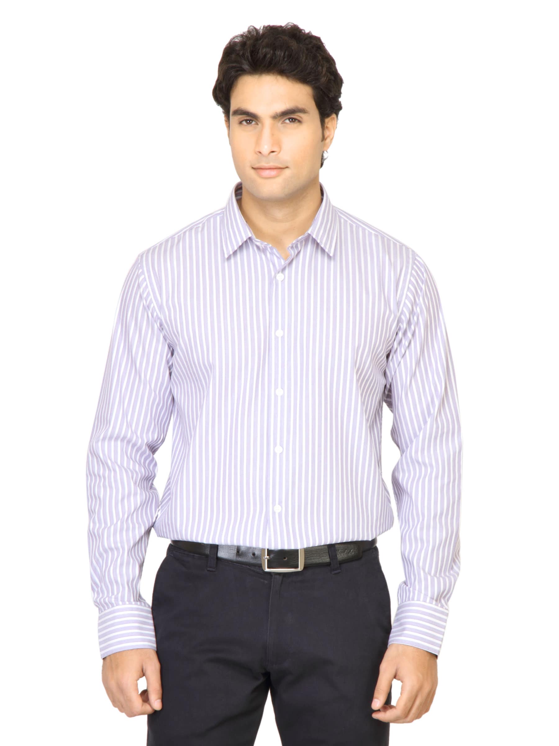 United Colors of Benetton Men Stripes Purple Shirt