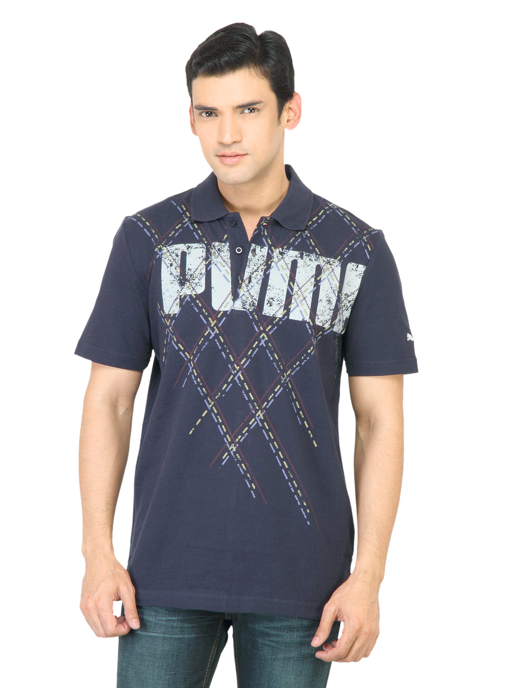 Puma Men Graffiti Navy Blue Polo Tshirt