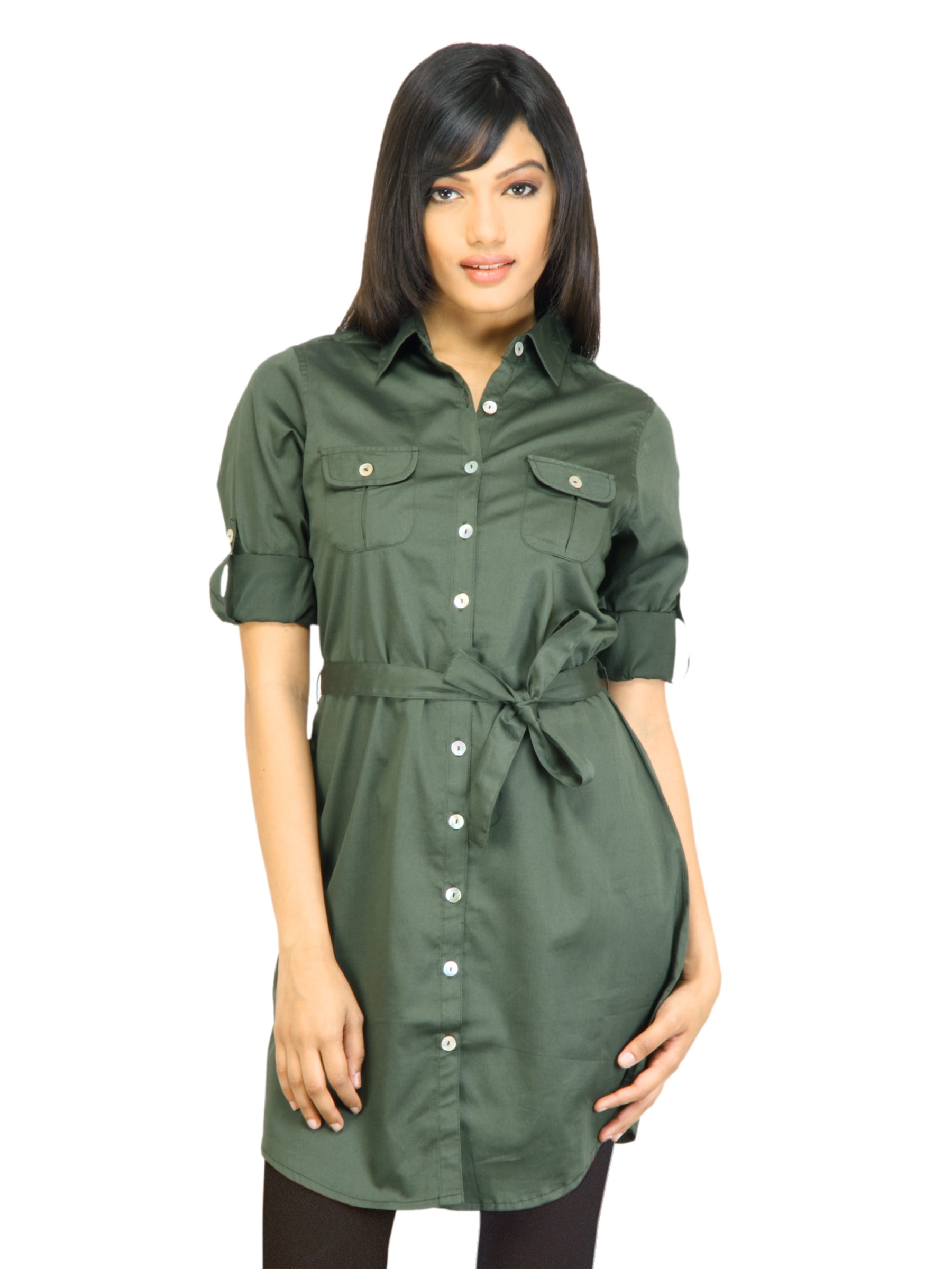 Arrow Woman Solid Green Dress