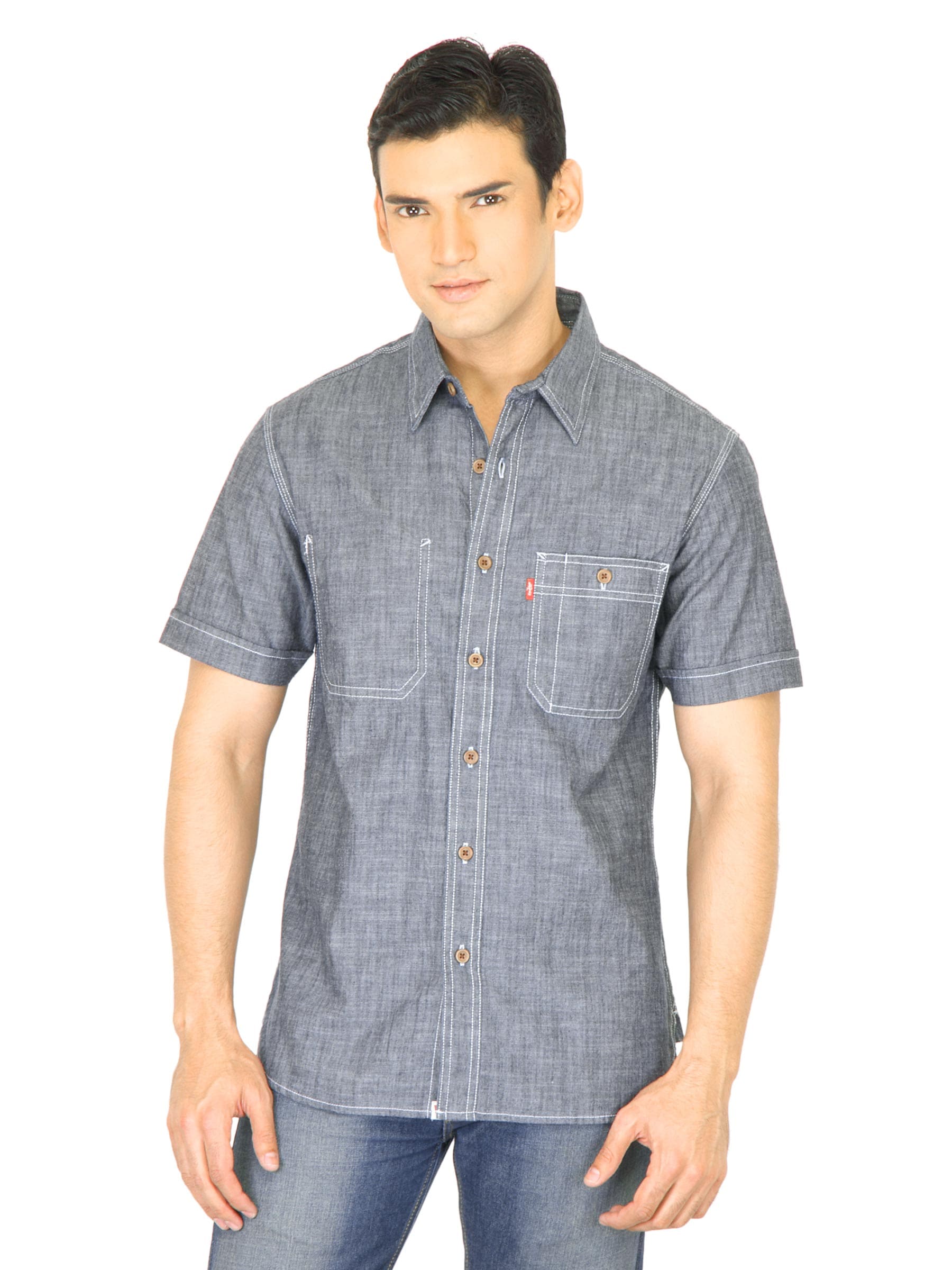 Levis Men Denim Grey Shirt