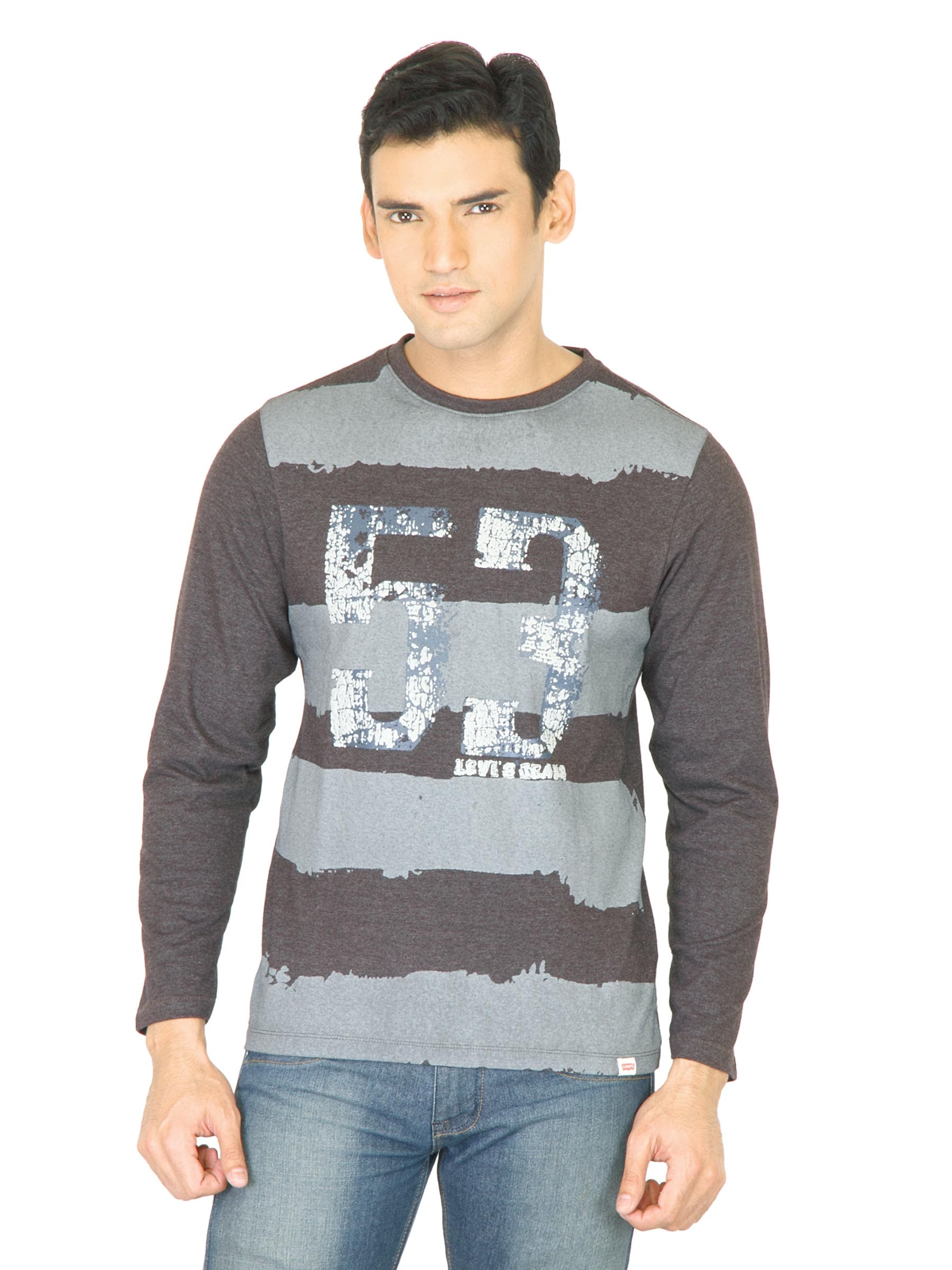 Levi's Men Rubber Print Grey Tshirt