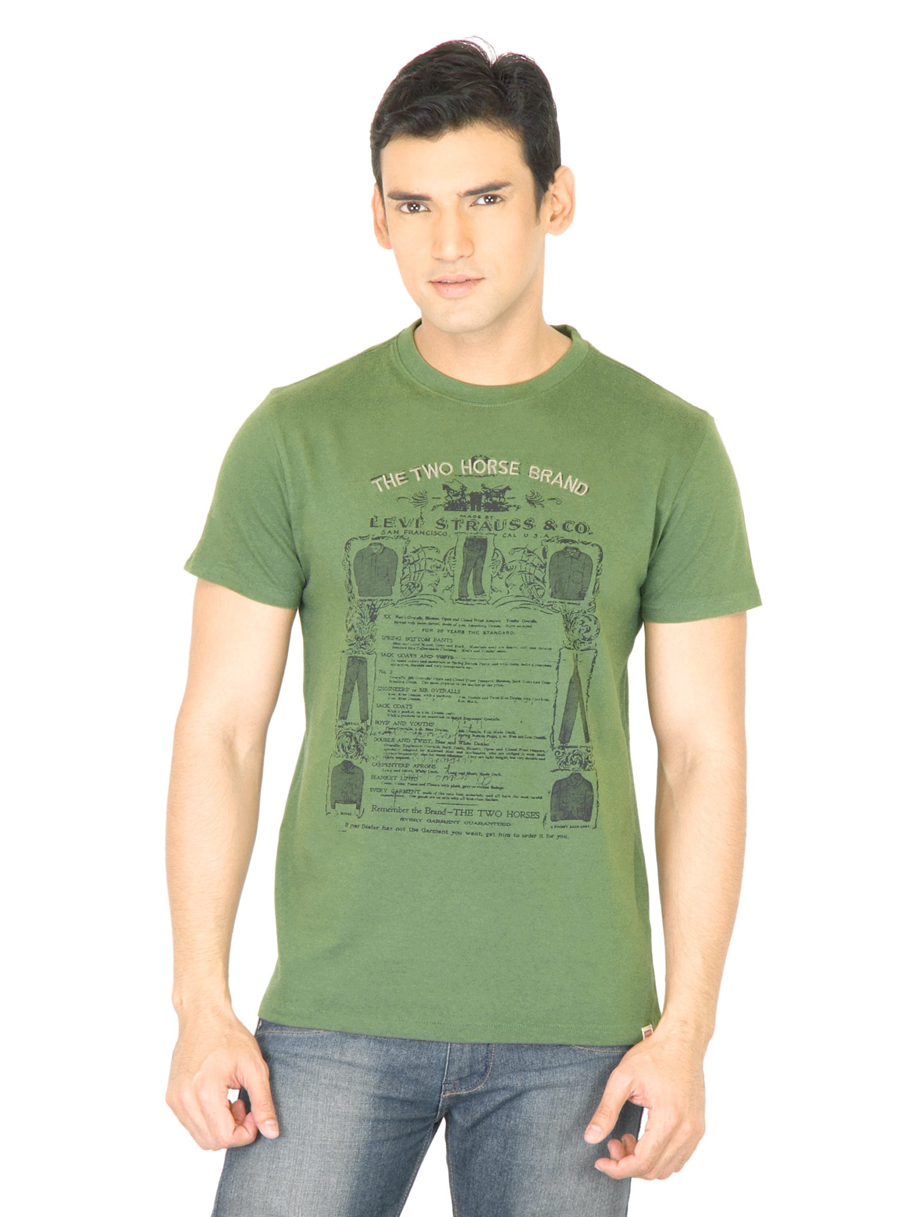 Levi's Men Graphic Print Green Tshirt