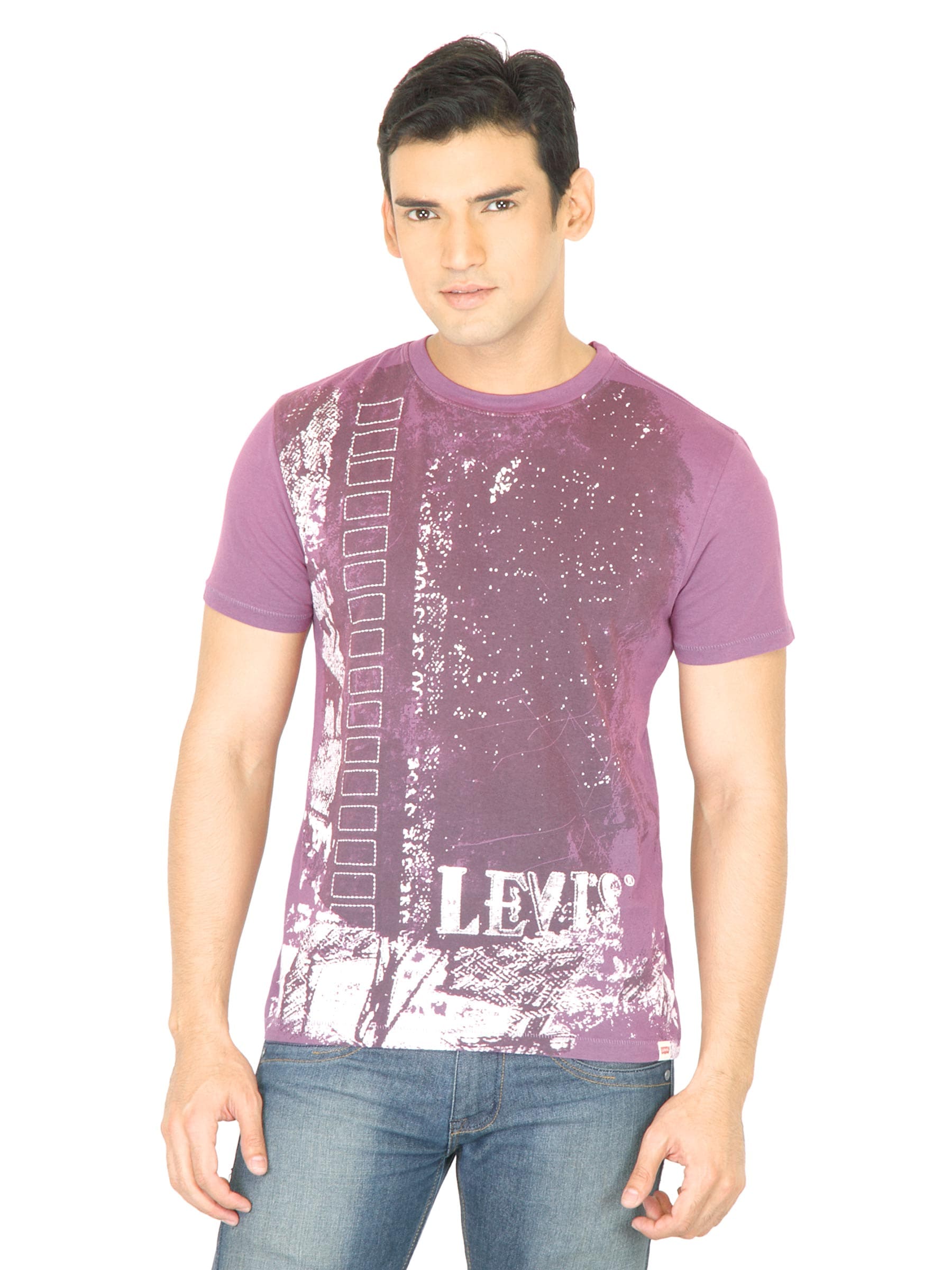 Levi's Men Graphic Print Purple Tshirt