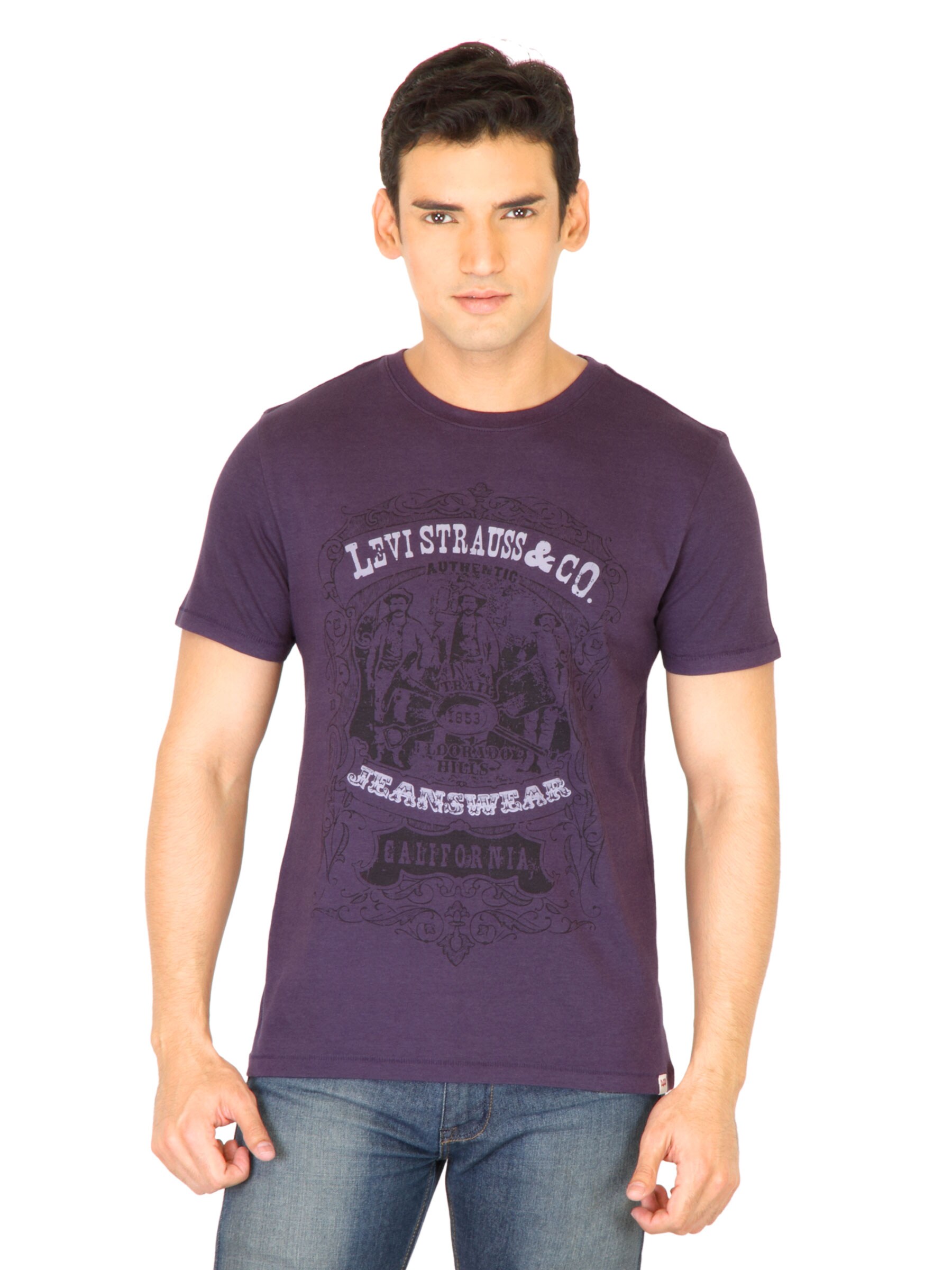 Levi's Men Graphic Print Purple Tshirt