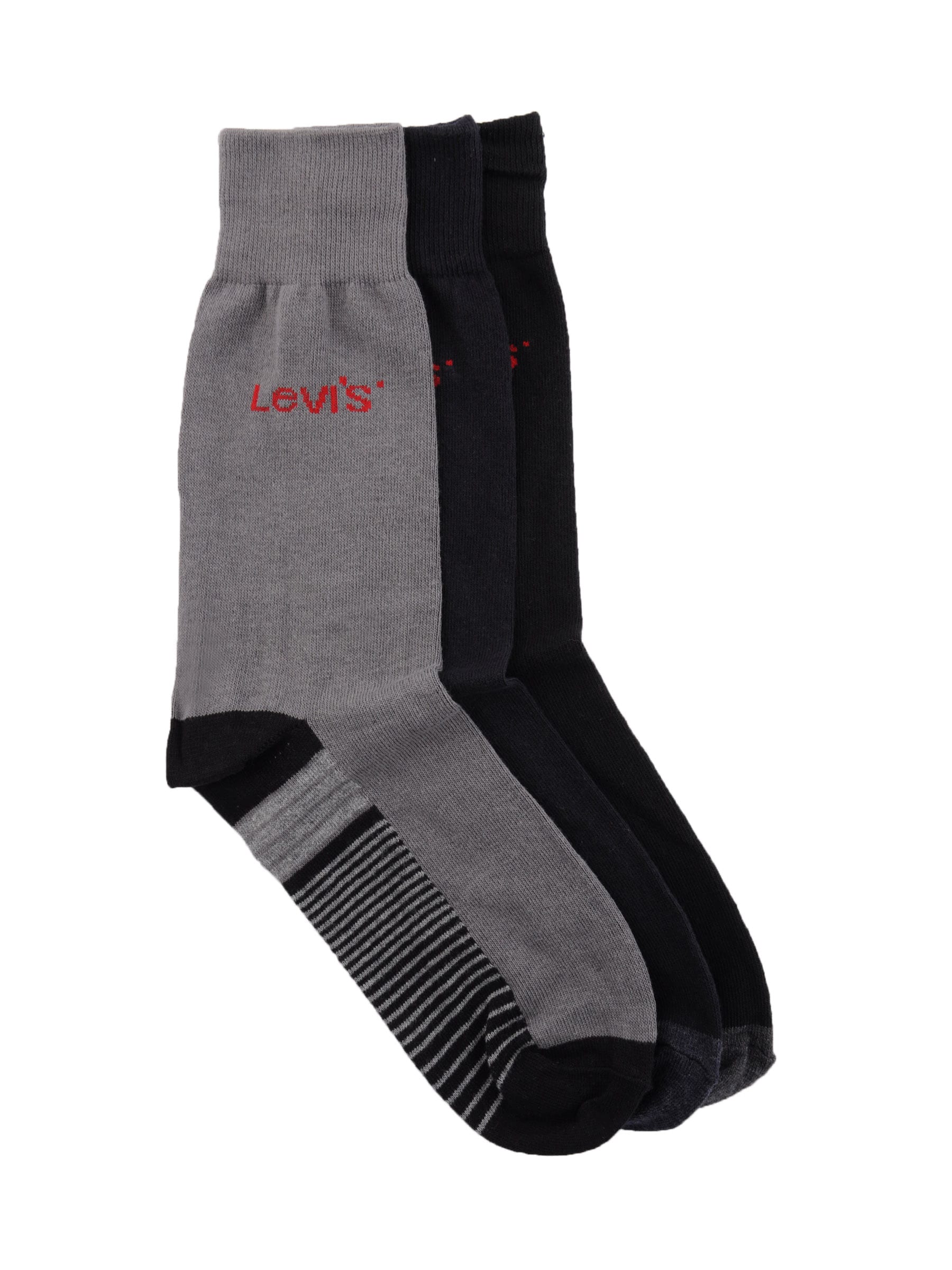 Levis Men Fader Stripes Flat Knit Crew Pack of 3 Socks