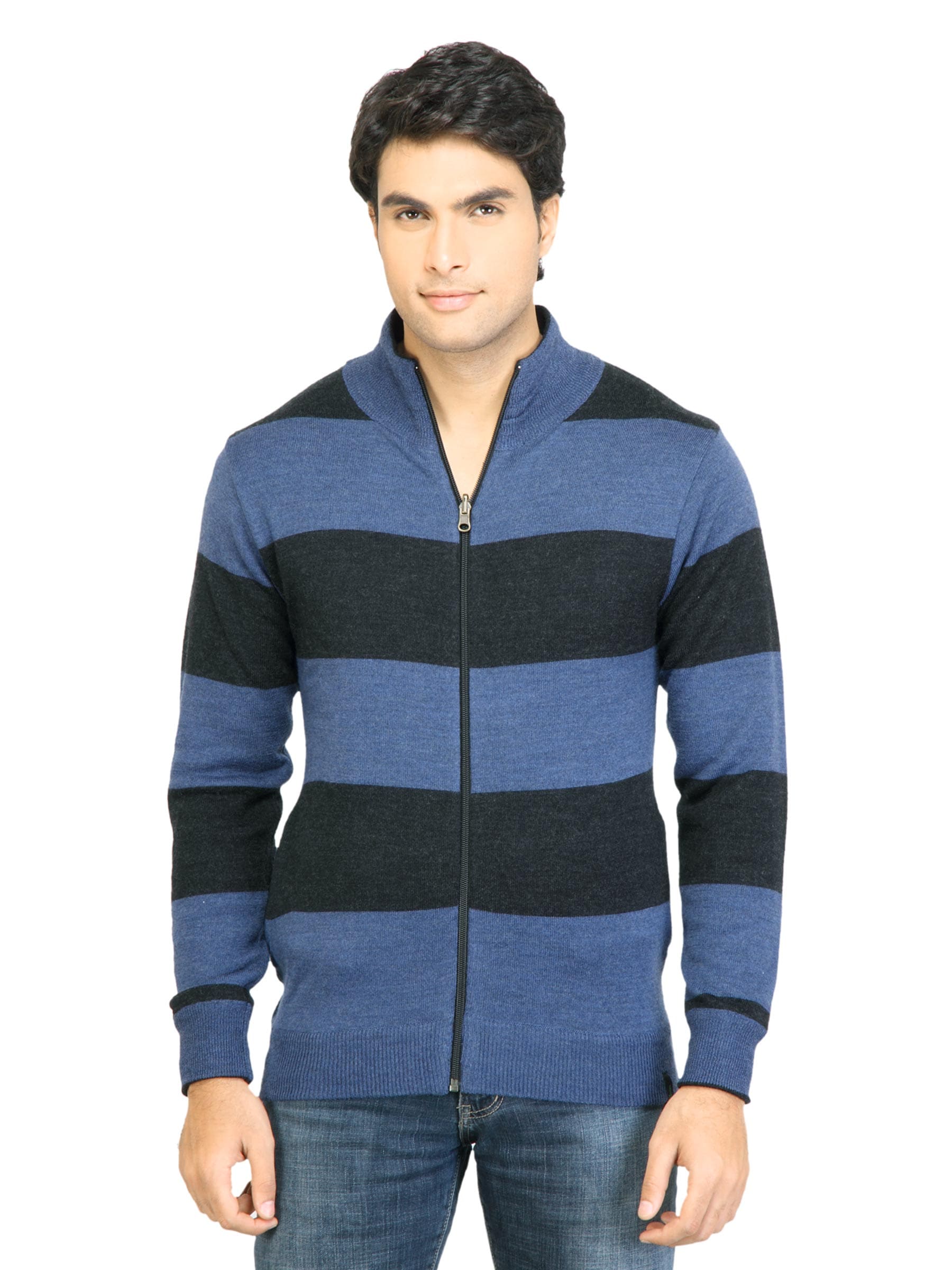 United Colors of Benetton Men Stripes Blue Sweater