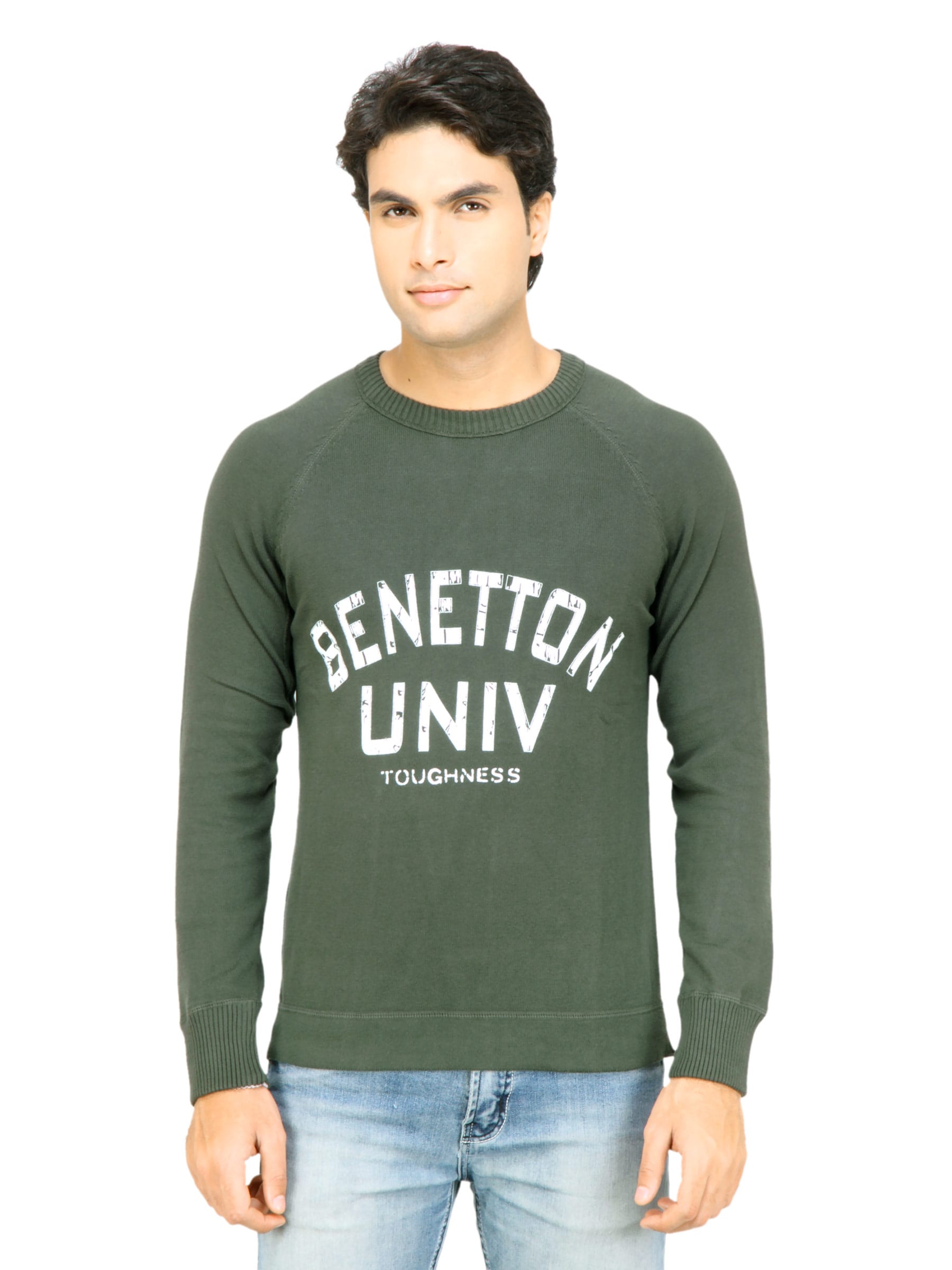 United Colors of Benetton Men Printed Green Sweater