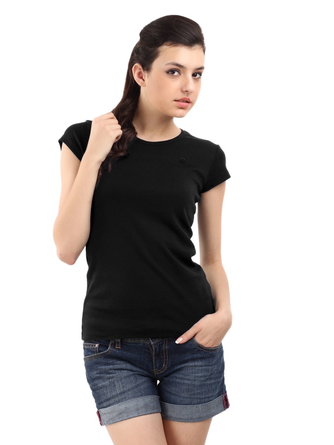 United Colors of Benetton Women Solid Black Top