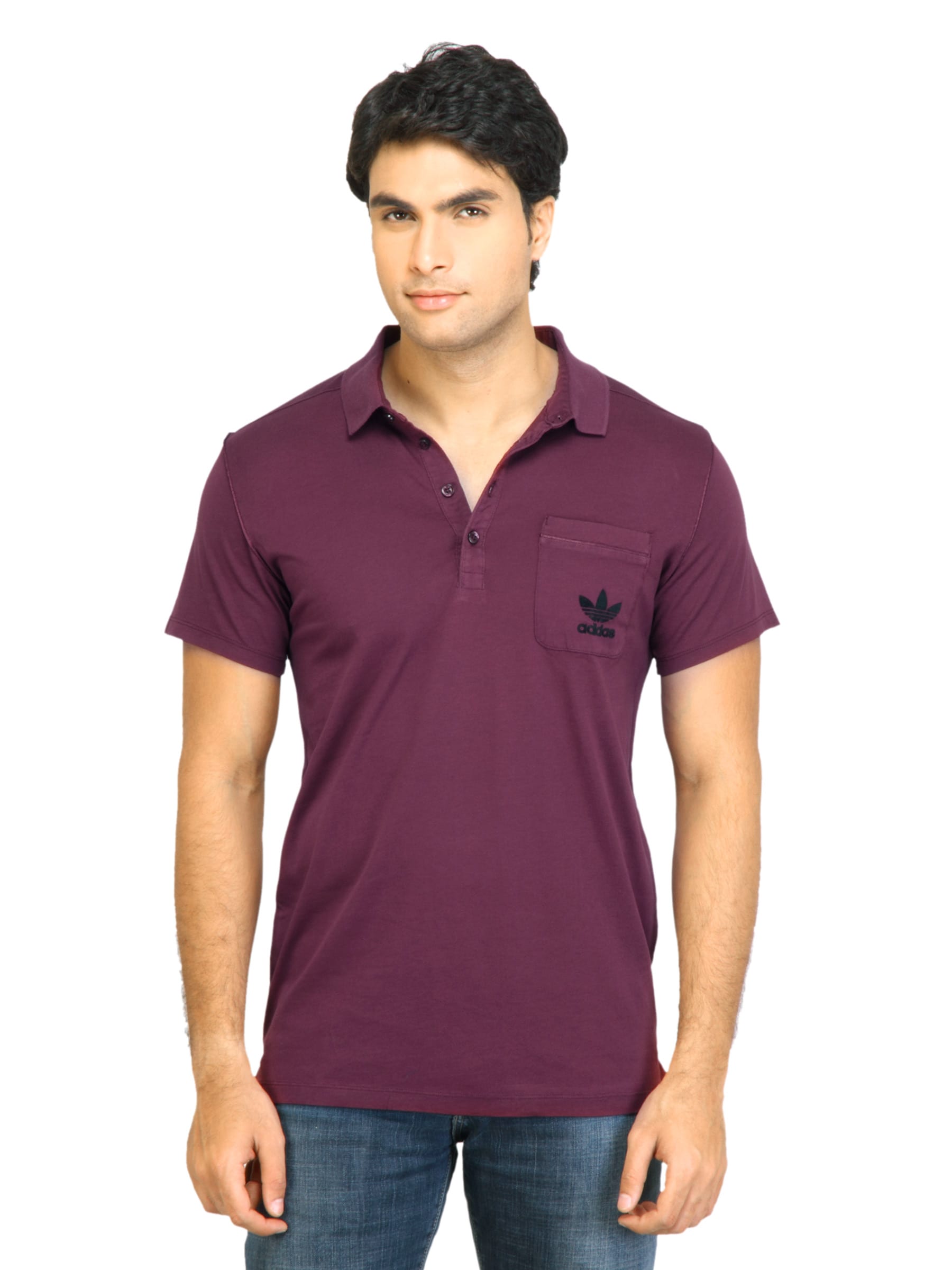 ADIDAS Originals Men Purple Polo T-shirt