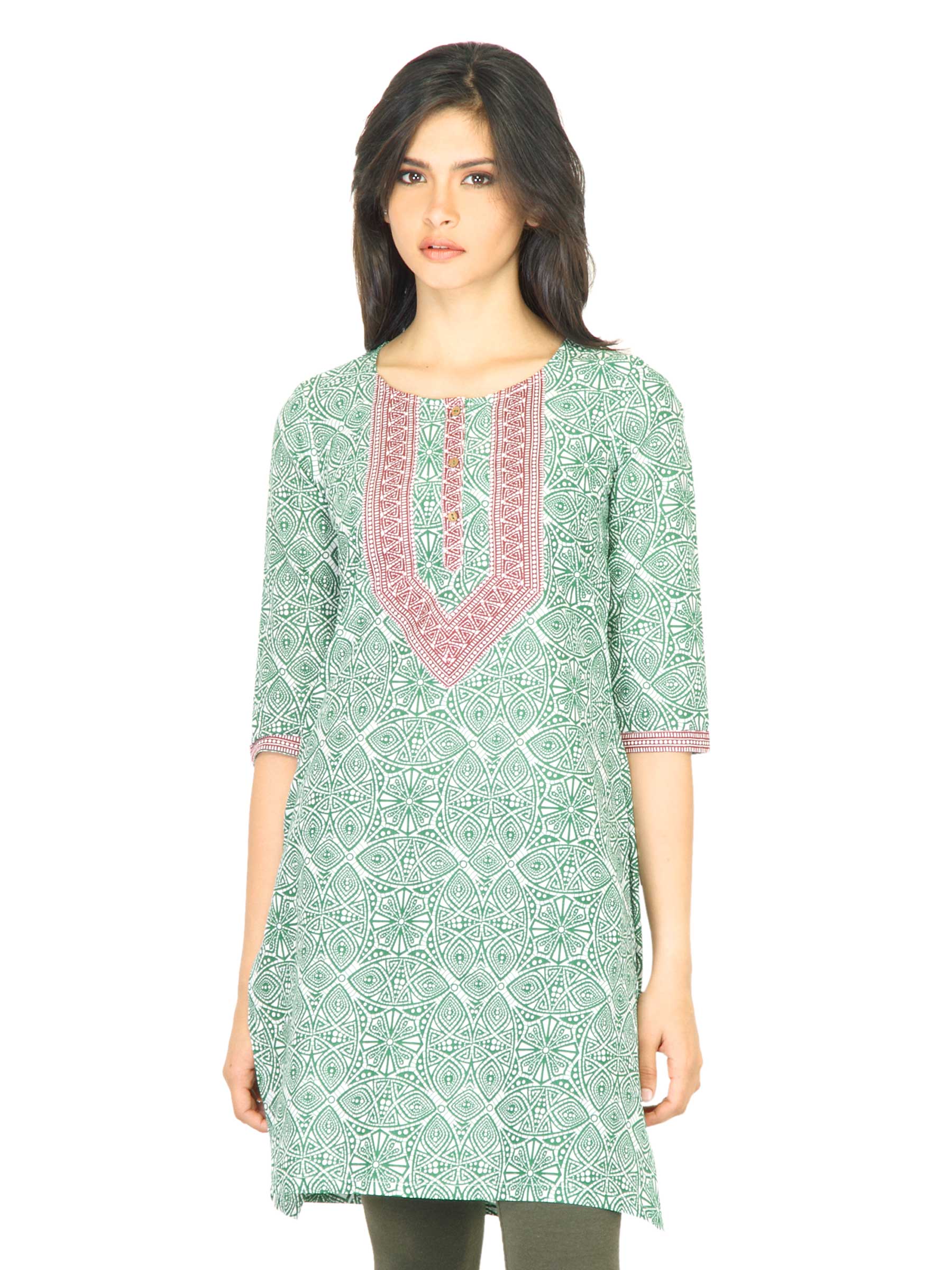 Aurelia Women Printed Green Kurta