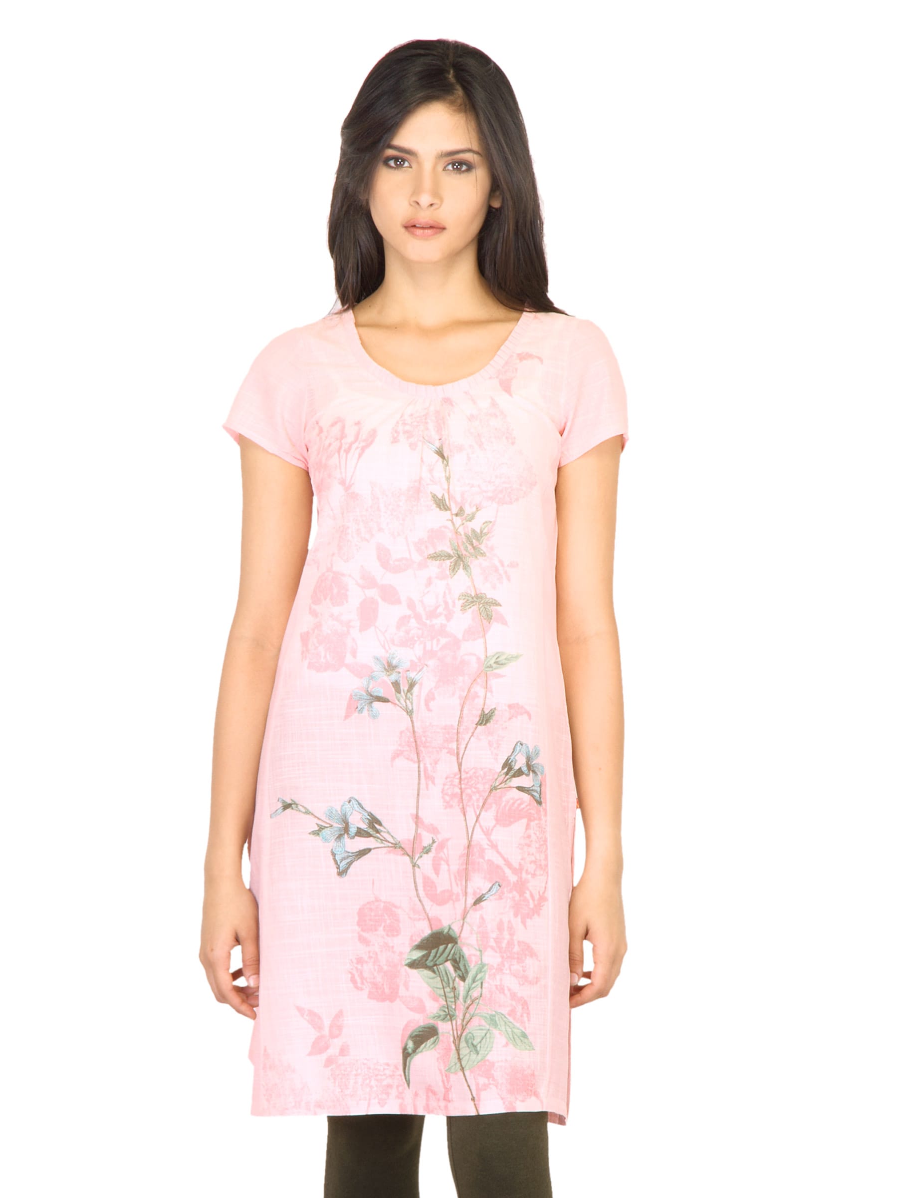 W Women Floral Print Pink Kurta