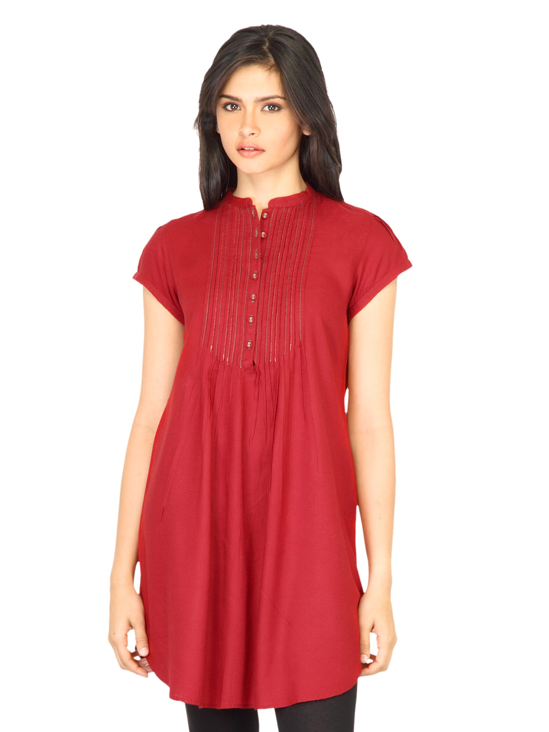 W Women Round Bottom Red Kurta