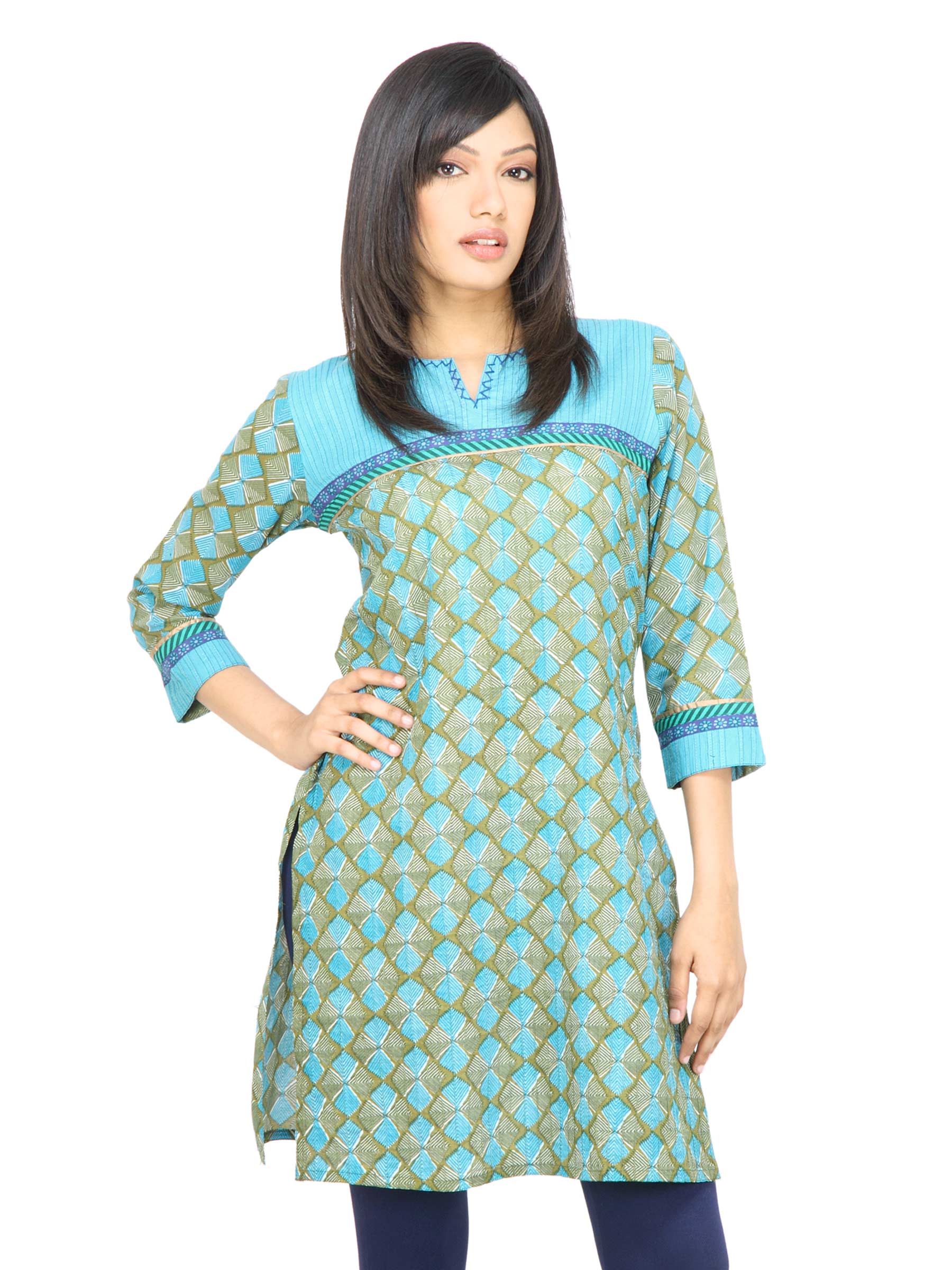 Mother Earth Women Printed Blue Kurta