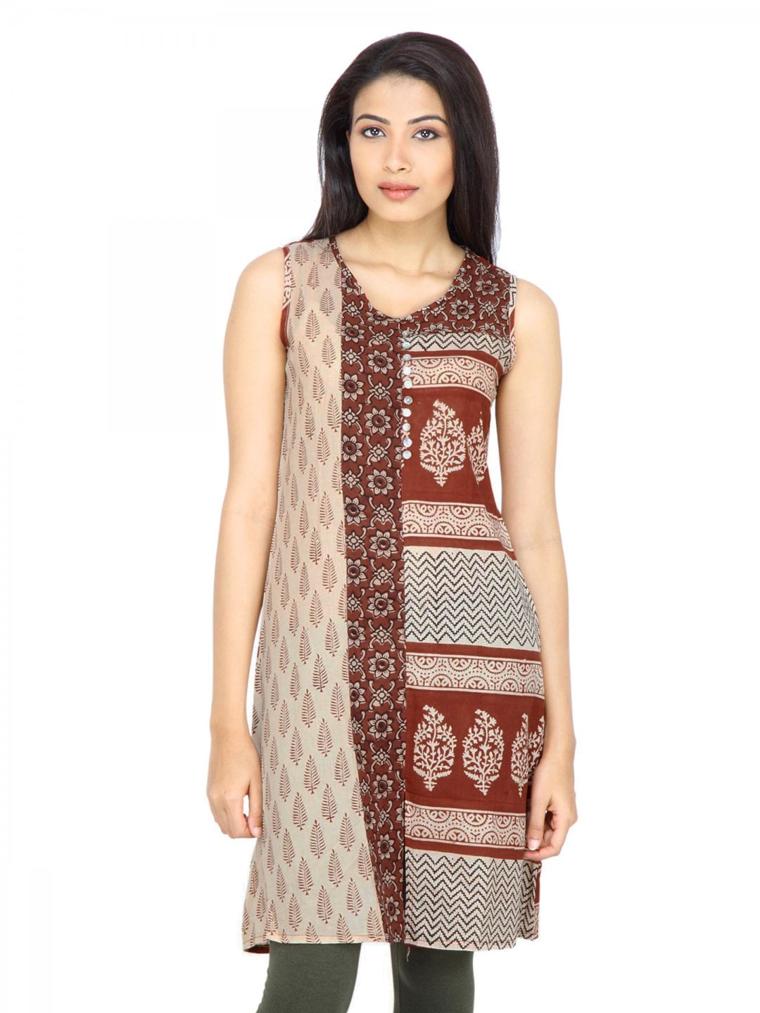 Mother Earth Women Printed Beige Kurta