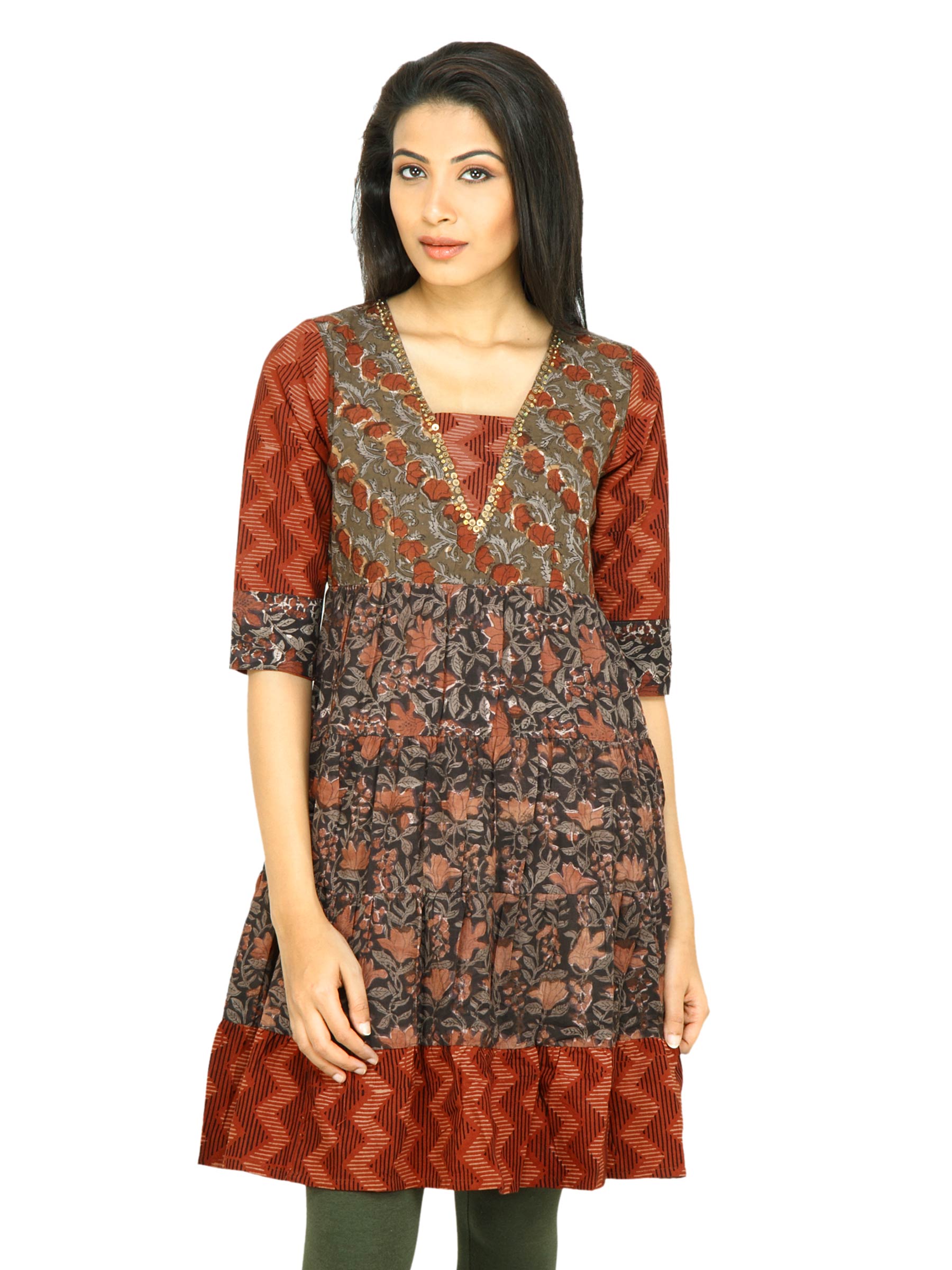 Mother Earth Women Printed Black Kurta