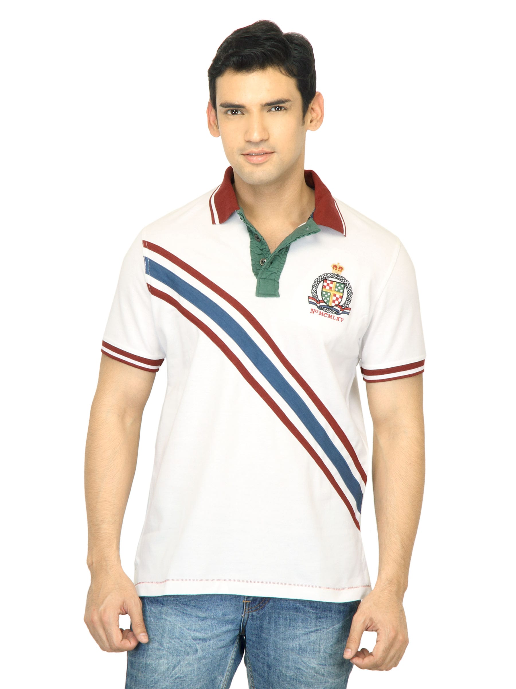 United Colors of Benetton Men Solid White Polo Tshirt