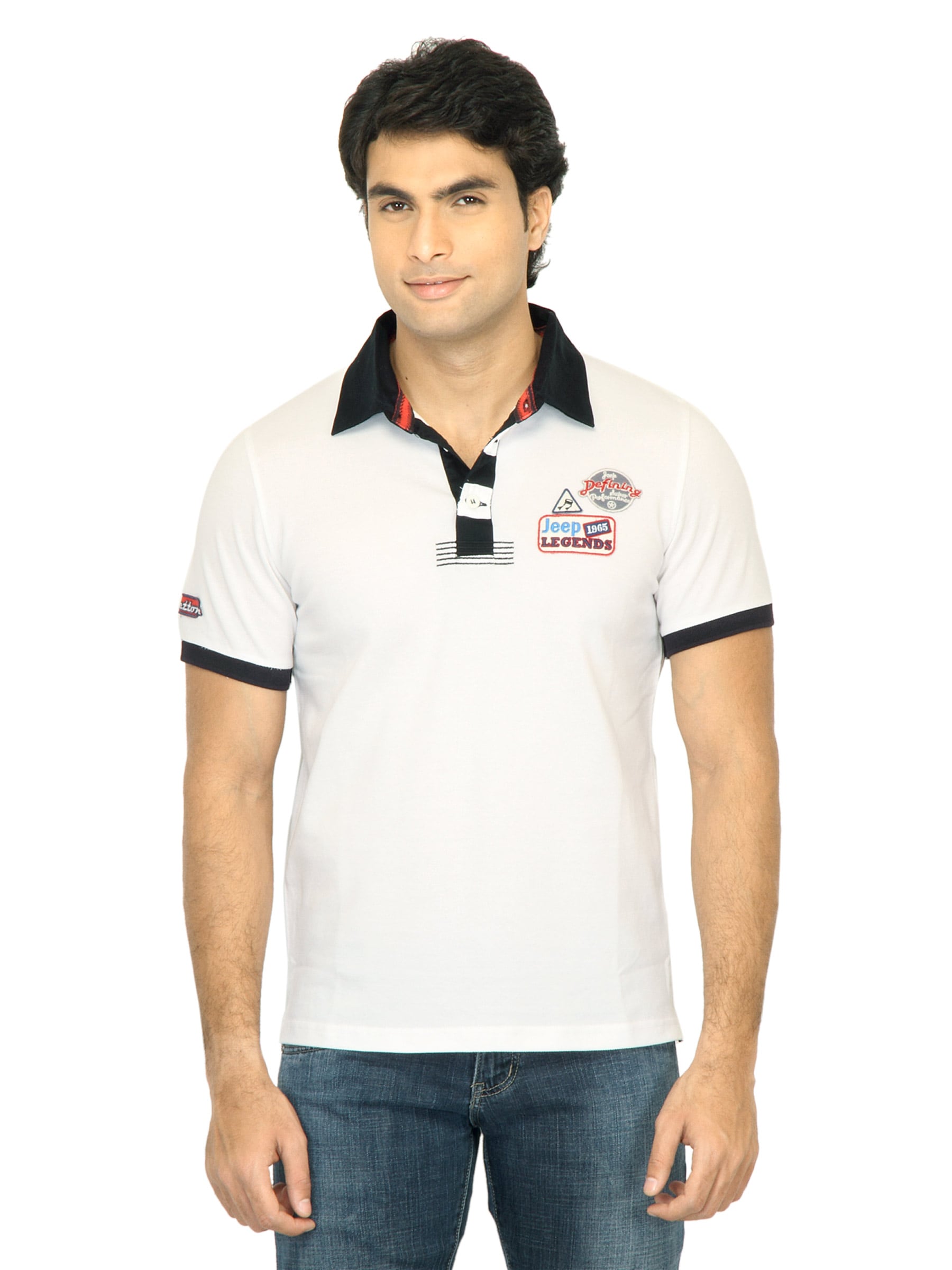 United Colors of Benetton Men Solid White Polo Tshirt