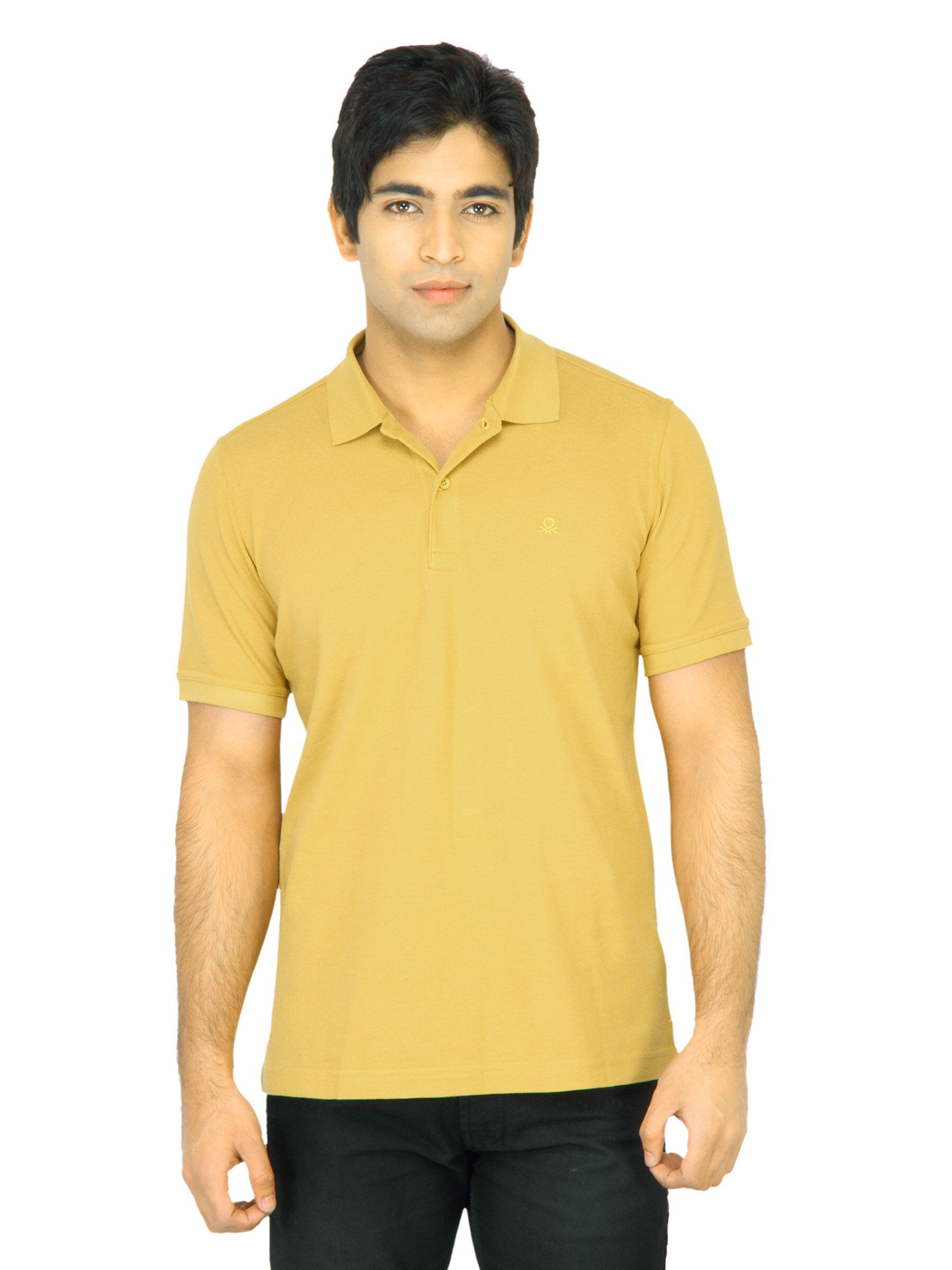 United Colors of Benetton Men Solid Yellow TShirt