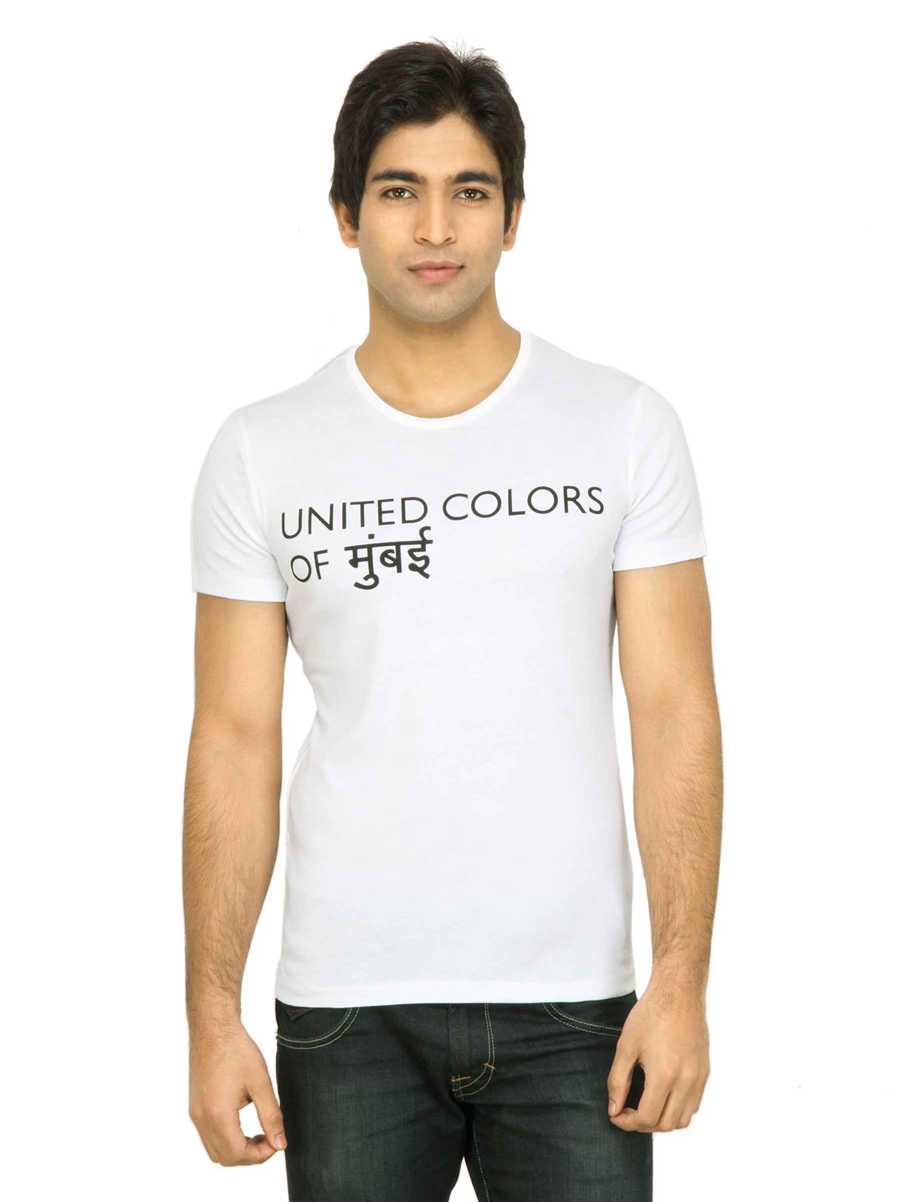 United Colors of Benetton Men Printed White Tshirt