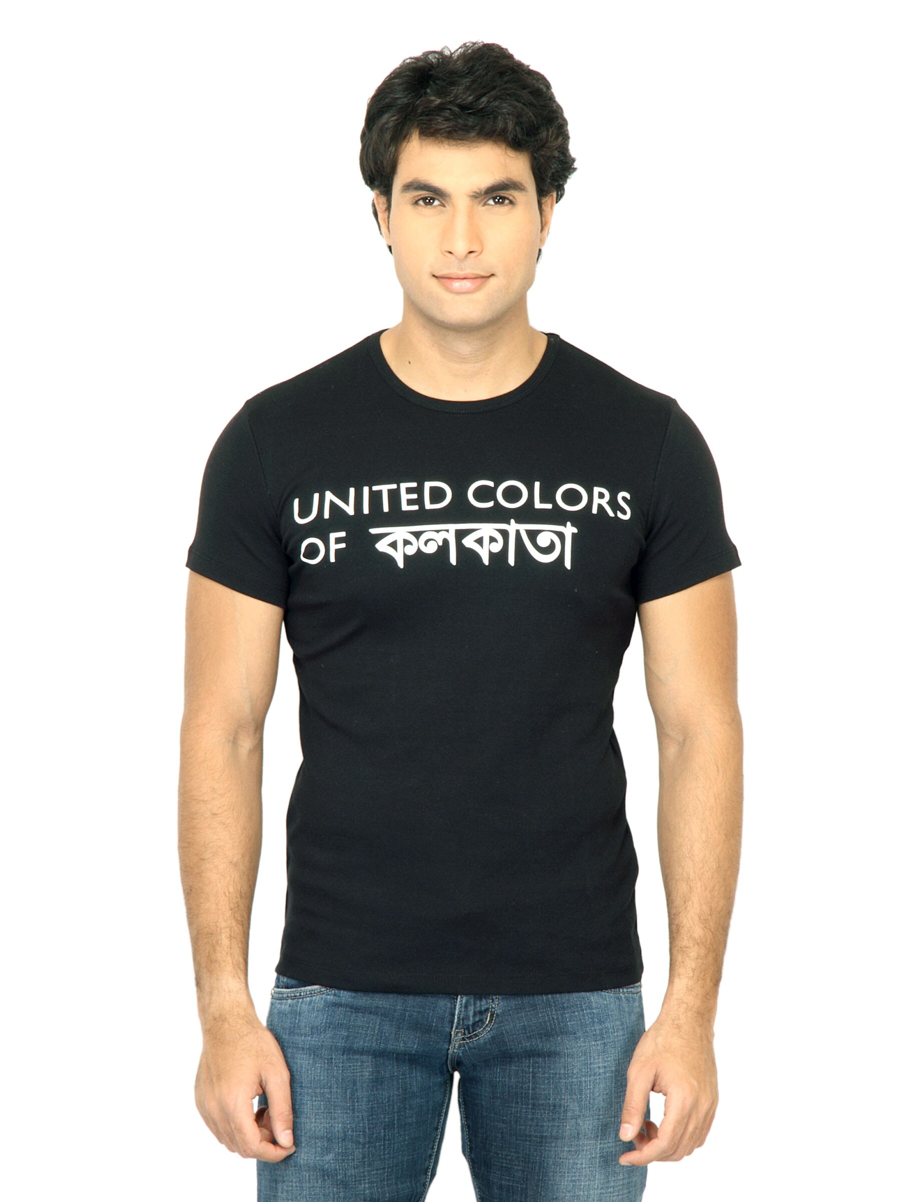 United Colors of Benetton Men Printed Black Tshirt
