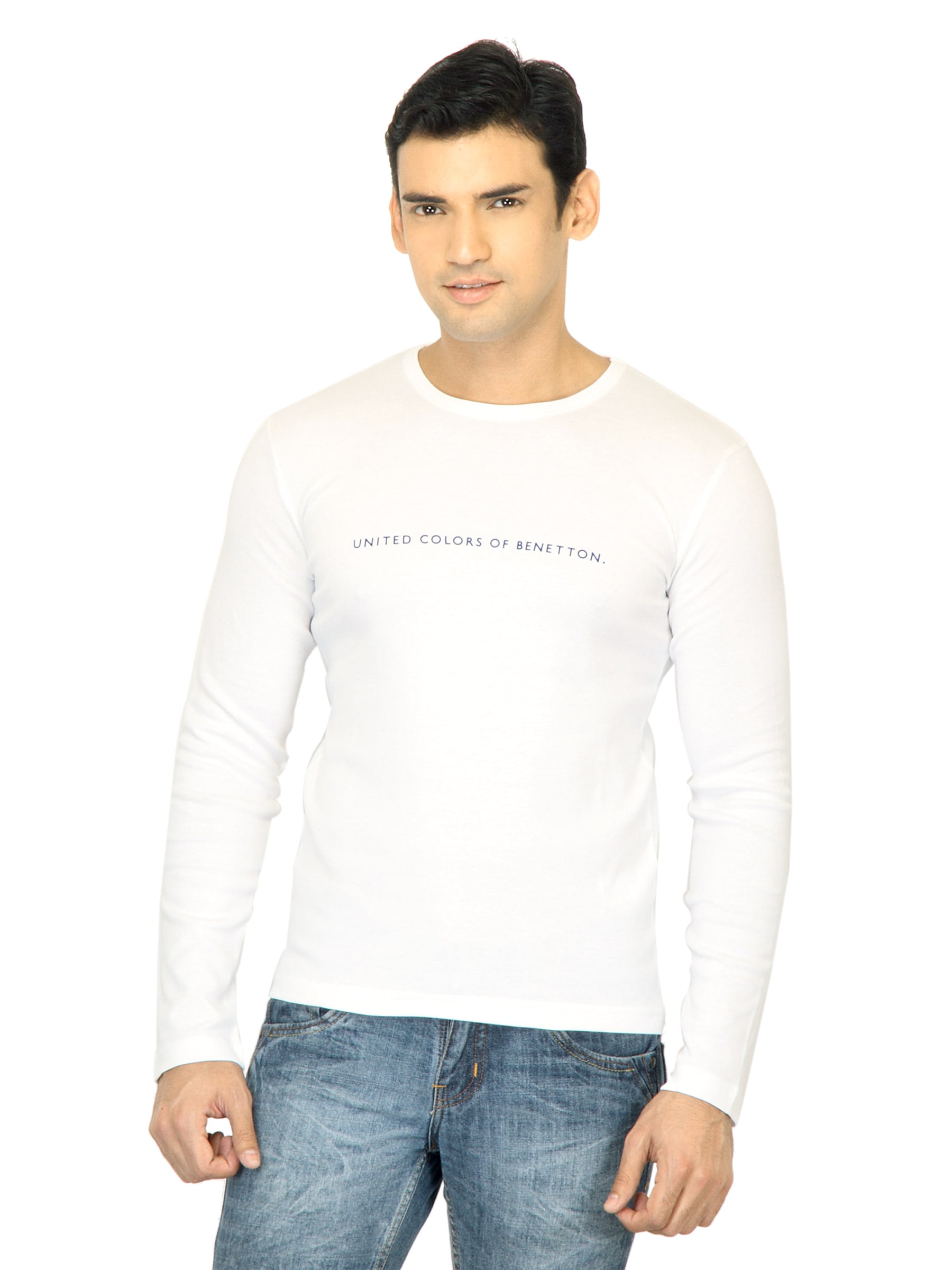 United Colors of Benetton Men Solid White Tshirt