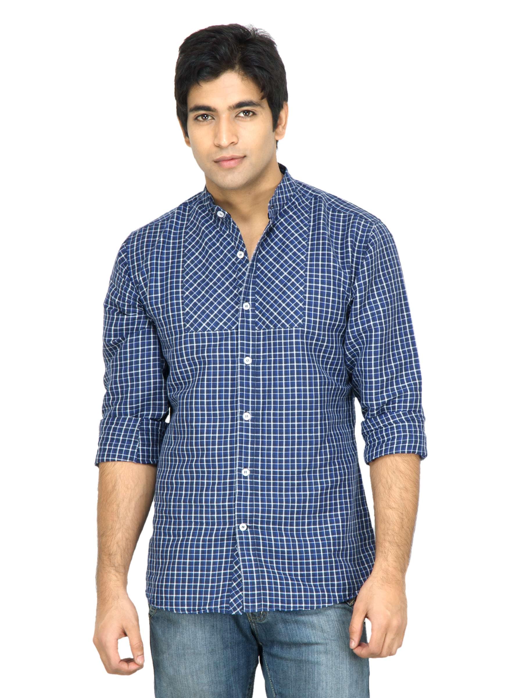 United Colors of Benetton Men Check Blue Shirt