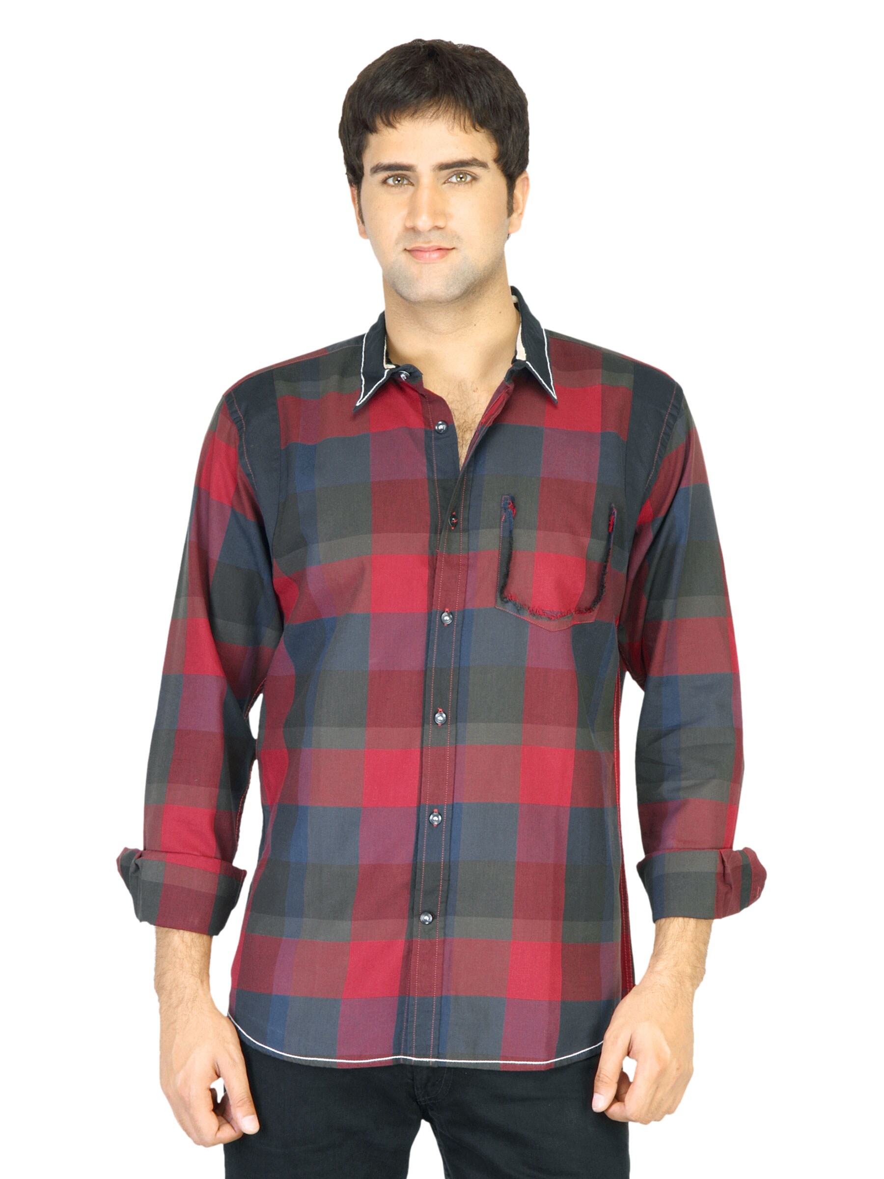 United Colors of Benetton Men Red Check Shirt