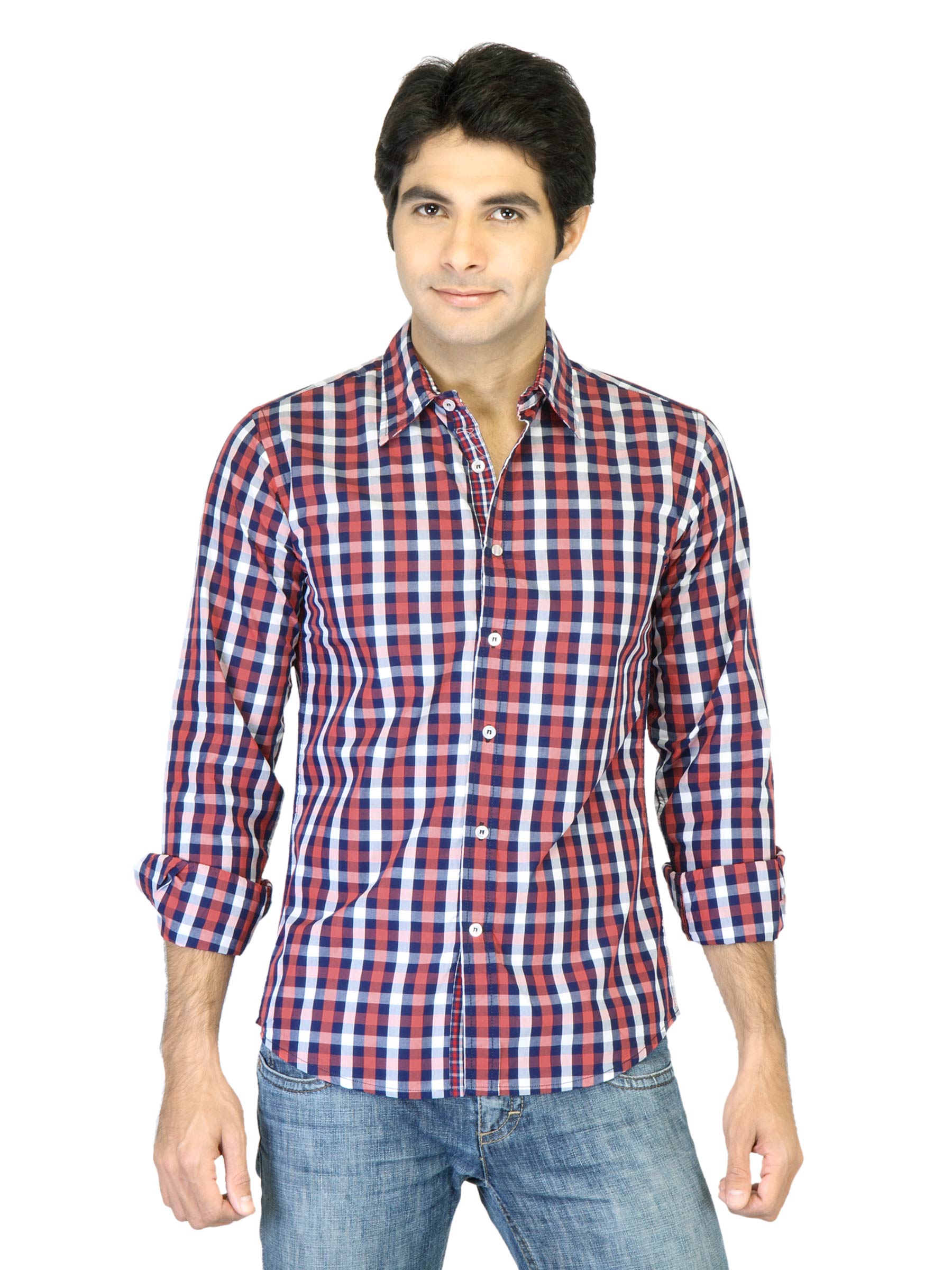 United Colors Of Benetton Men Red Check Shirt