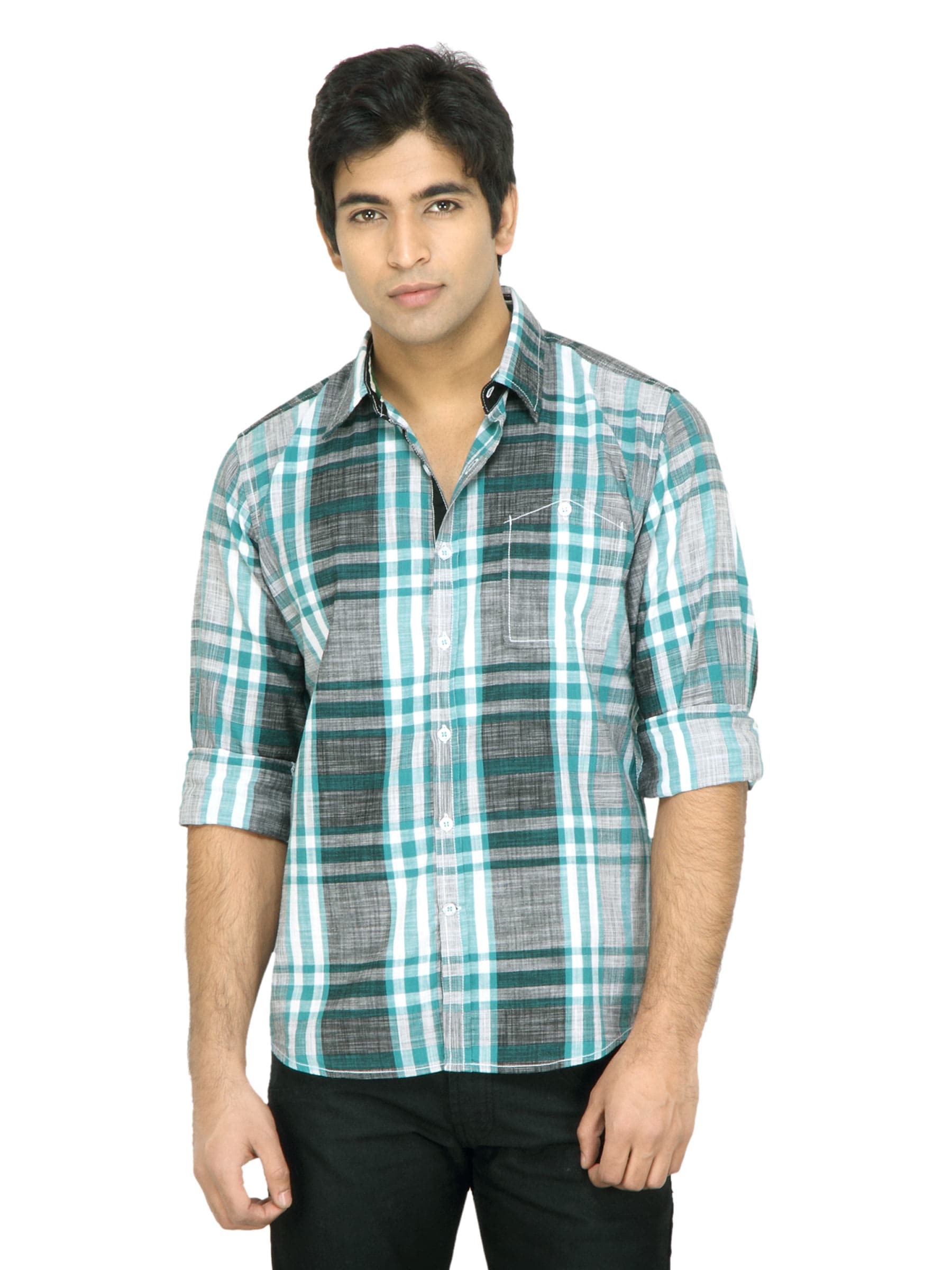 United Colors of Benetton Men Check Green Shirt