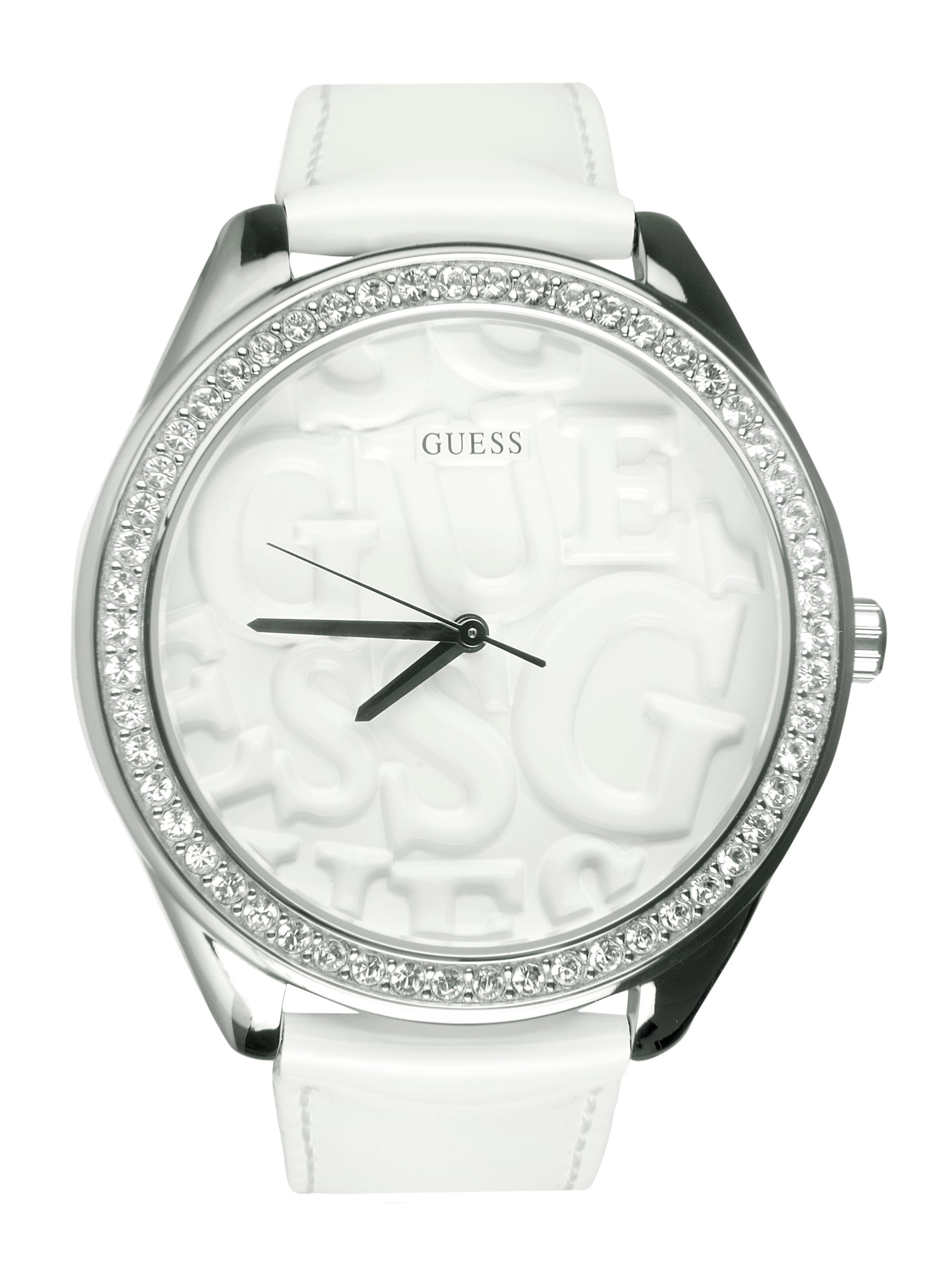 Guess Women Puffy G White Dial Watch with Swarovski Elements W85098L1
