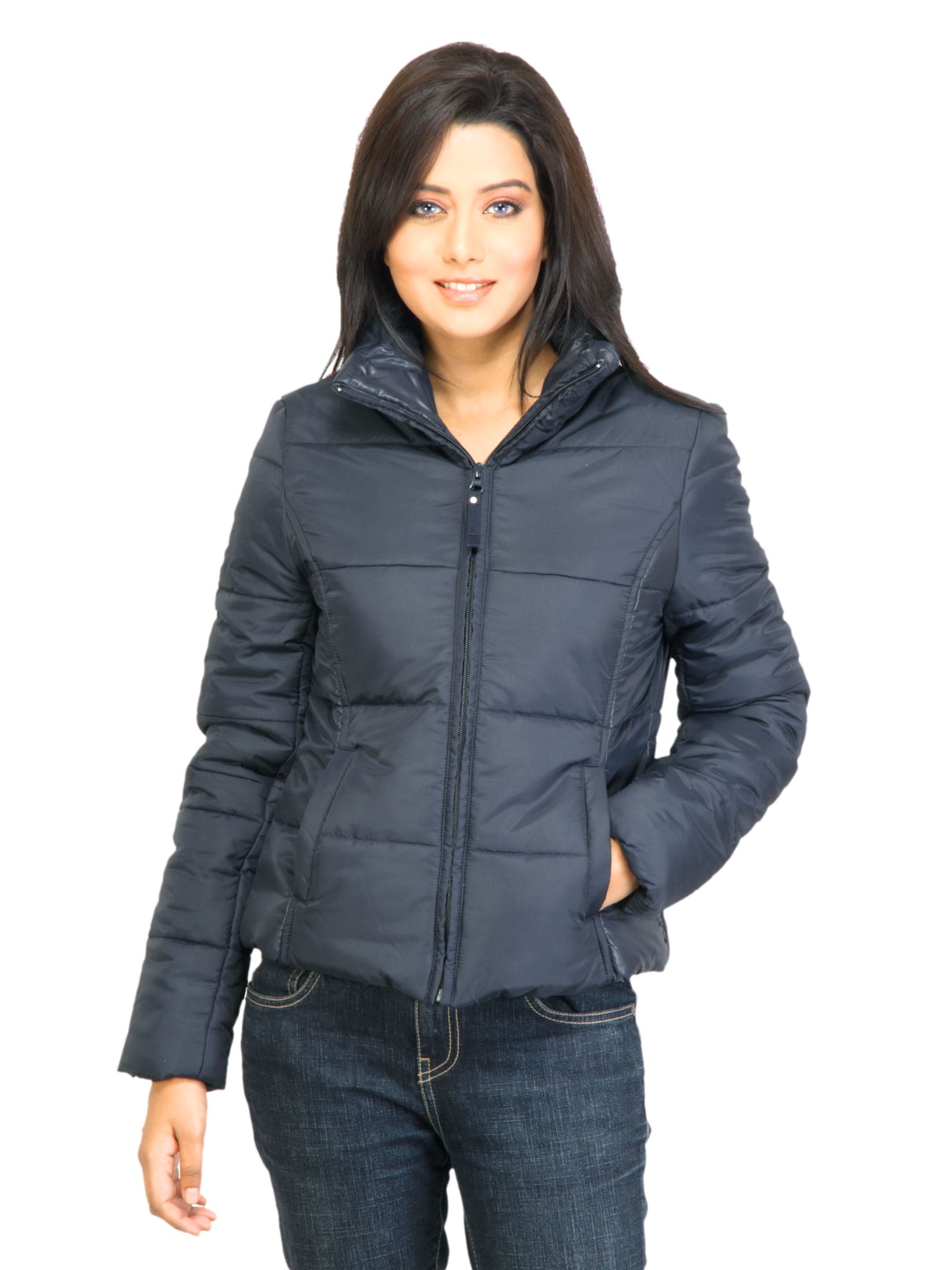 United Colors of Benetton Women Solid Navy Blue Jacket