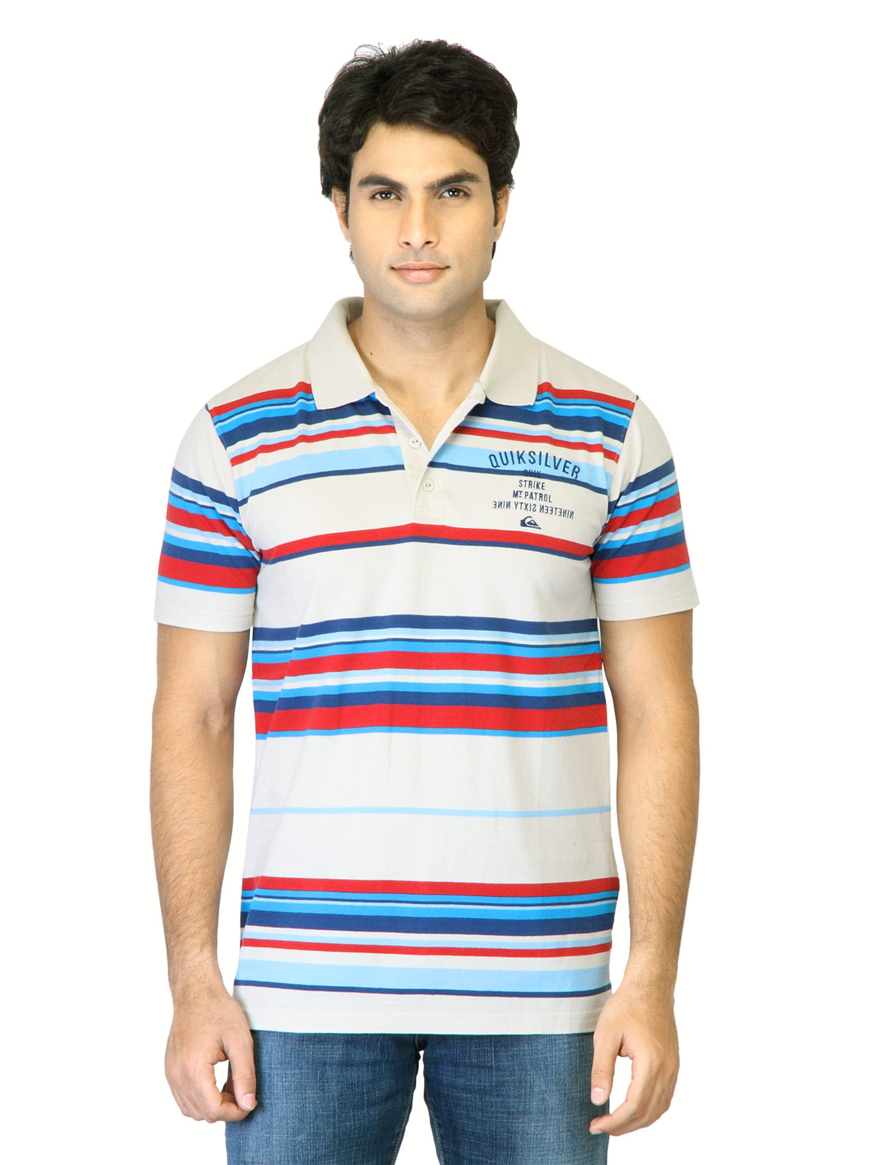 Quiksilver Men Cream Striped T-shirt