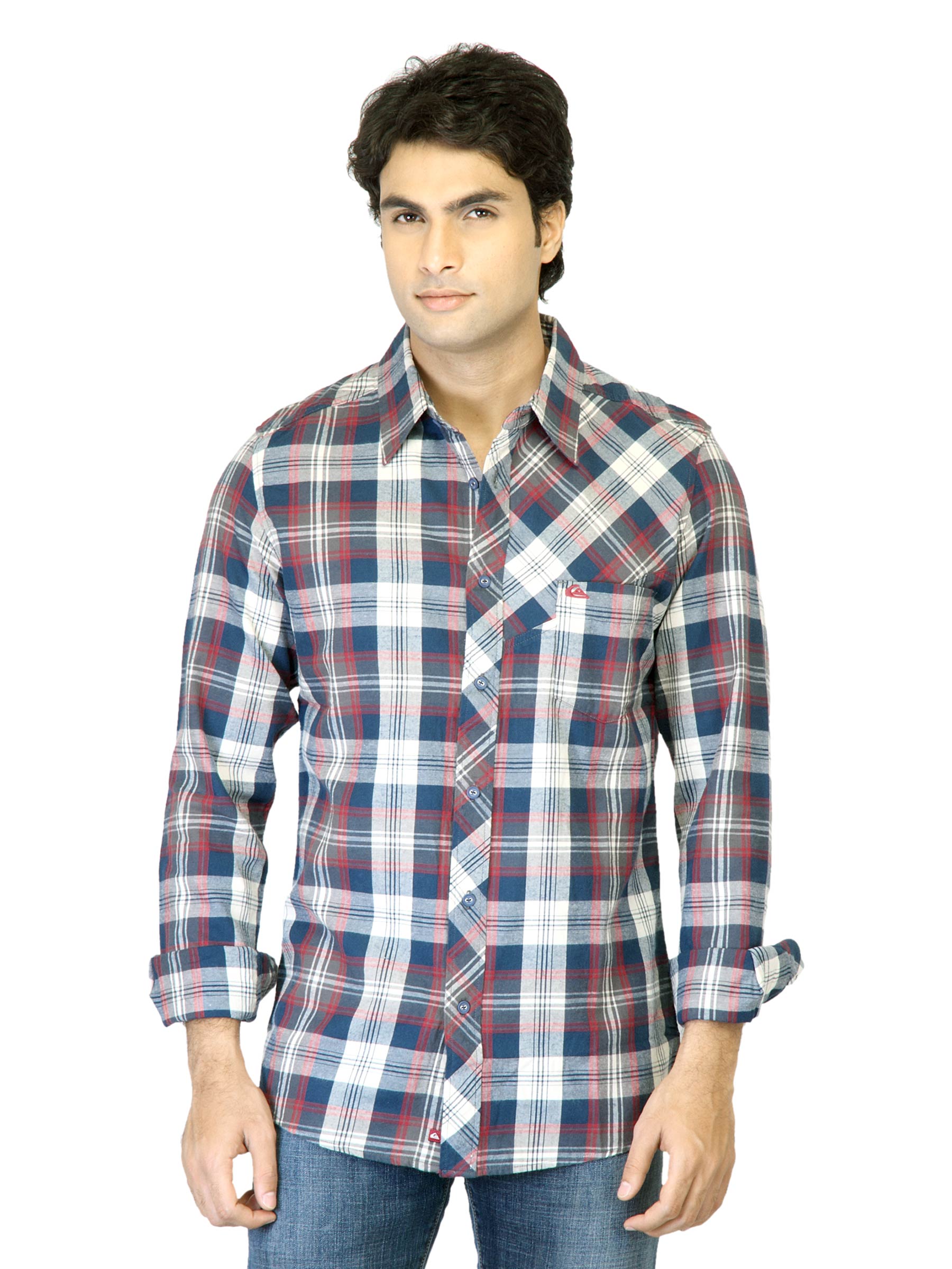 Quiksilver Men Navy Blue Check Shirt