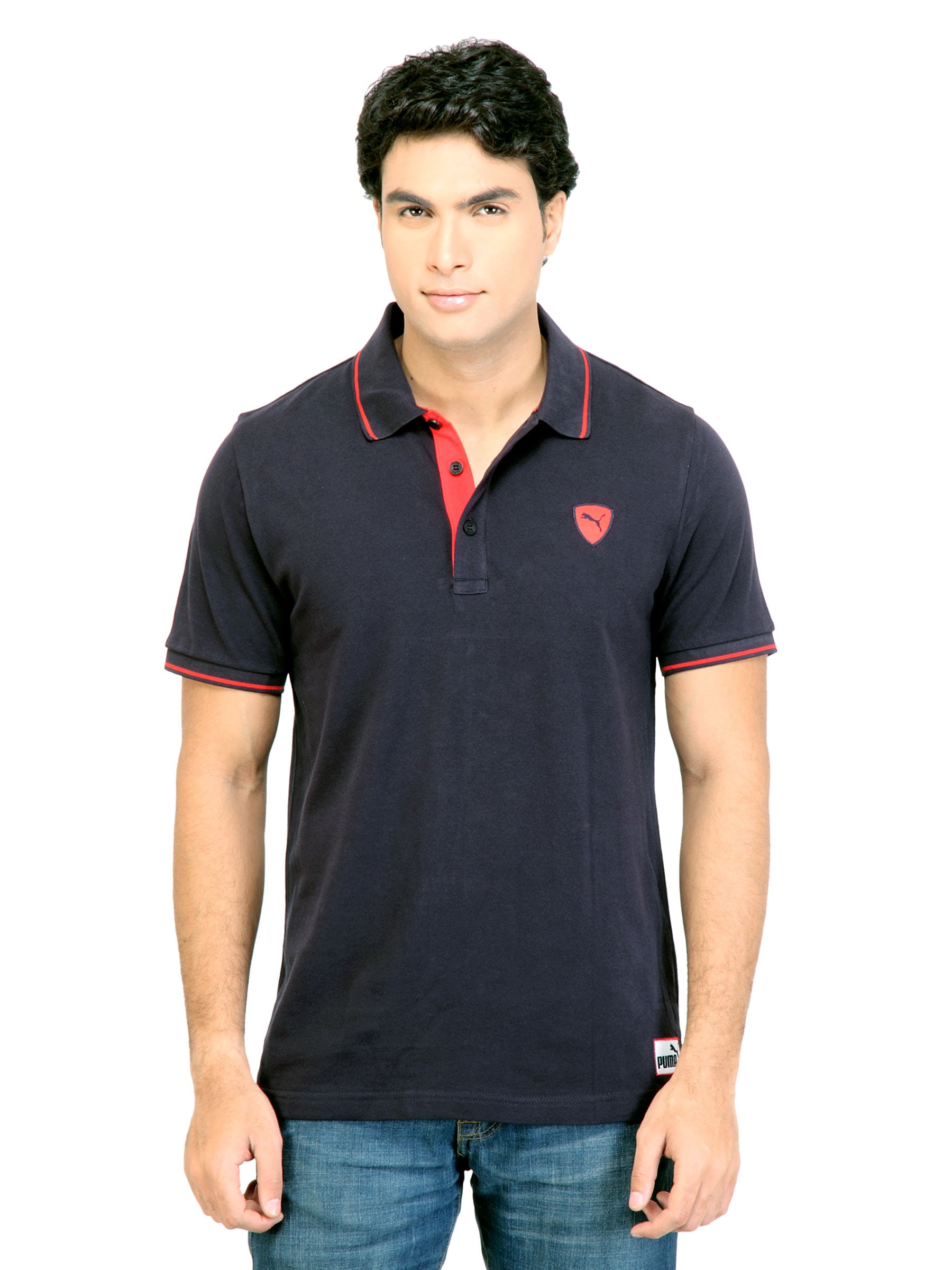 Puma Men GP Buddh Logo Polo Navy Blue Tshirts