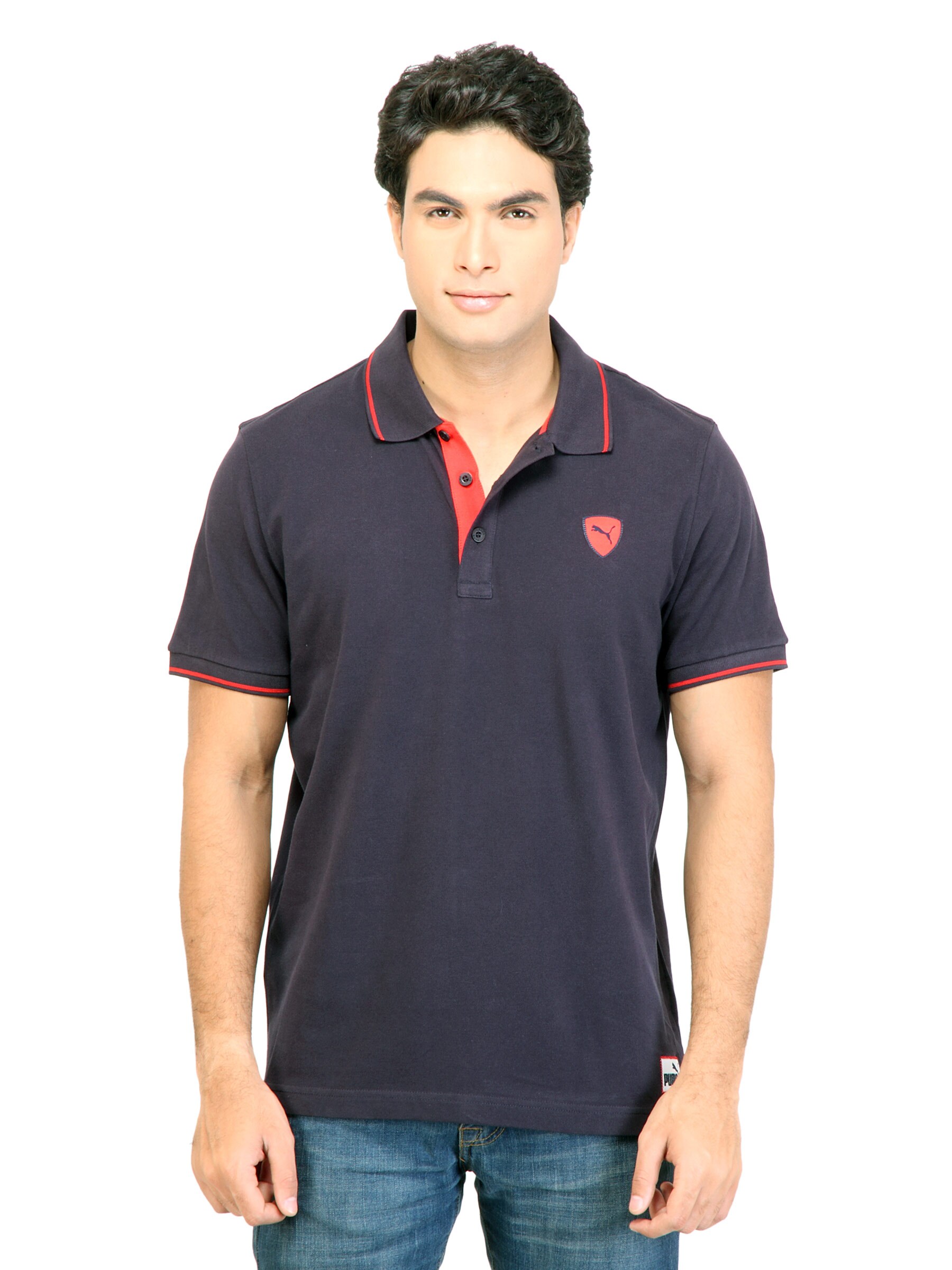 Puma Men GP Buddh Logo Polo Navy Blue Tshirts