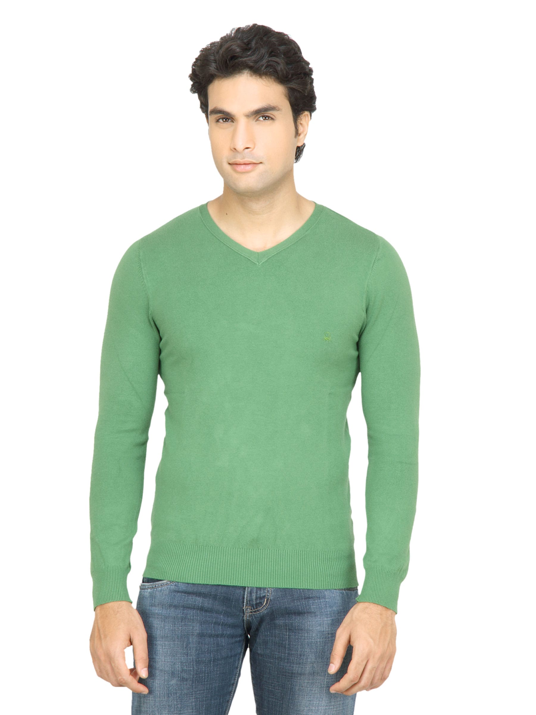 United Colors of Benetton Men Solid Green TShirt