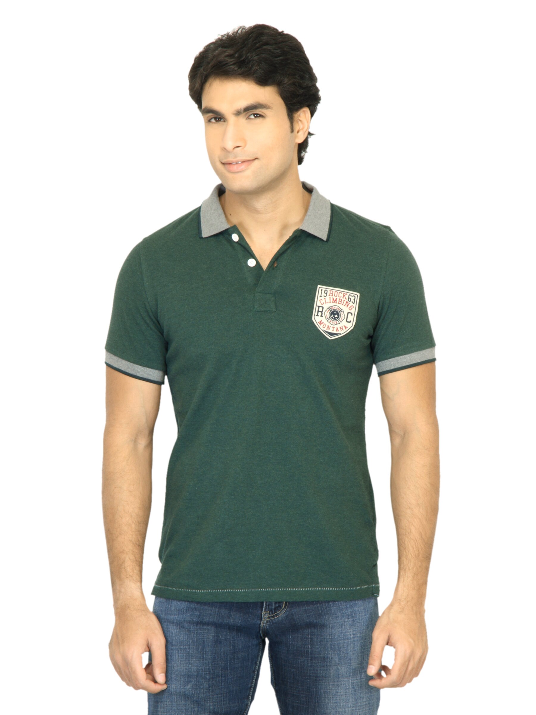 United Colors of Benetton Men Green Polo Tshirt