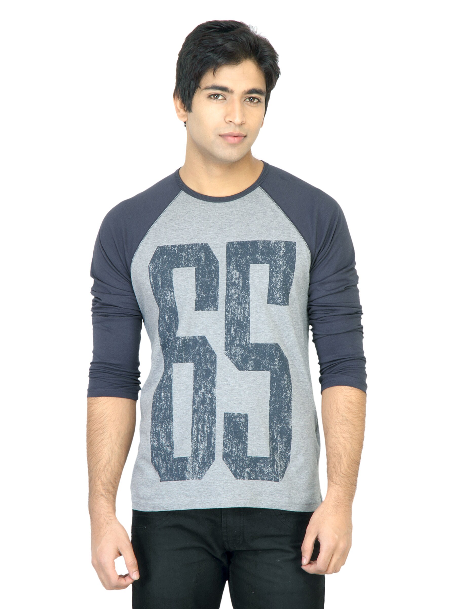 United Colors of Benetton Men Printed Grey TShirt