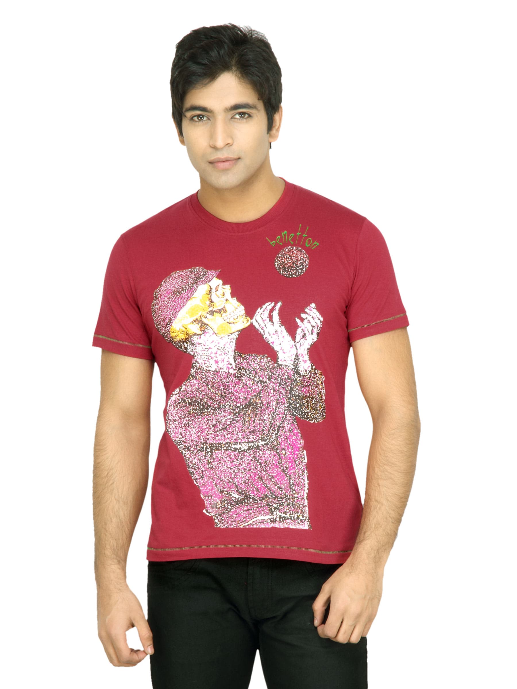 United Colors of Benetton Men Printed Red T-shirt