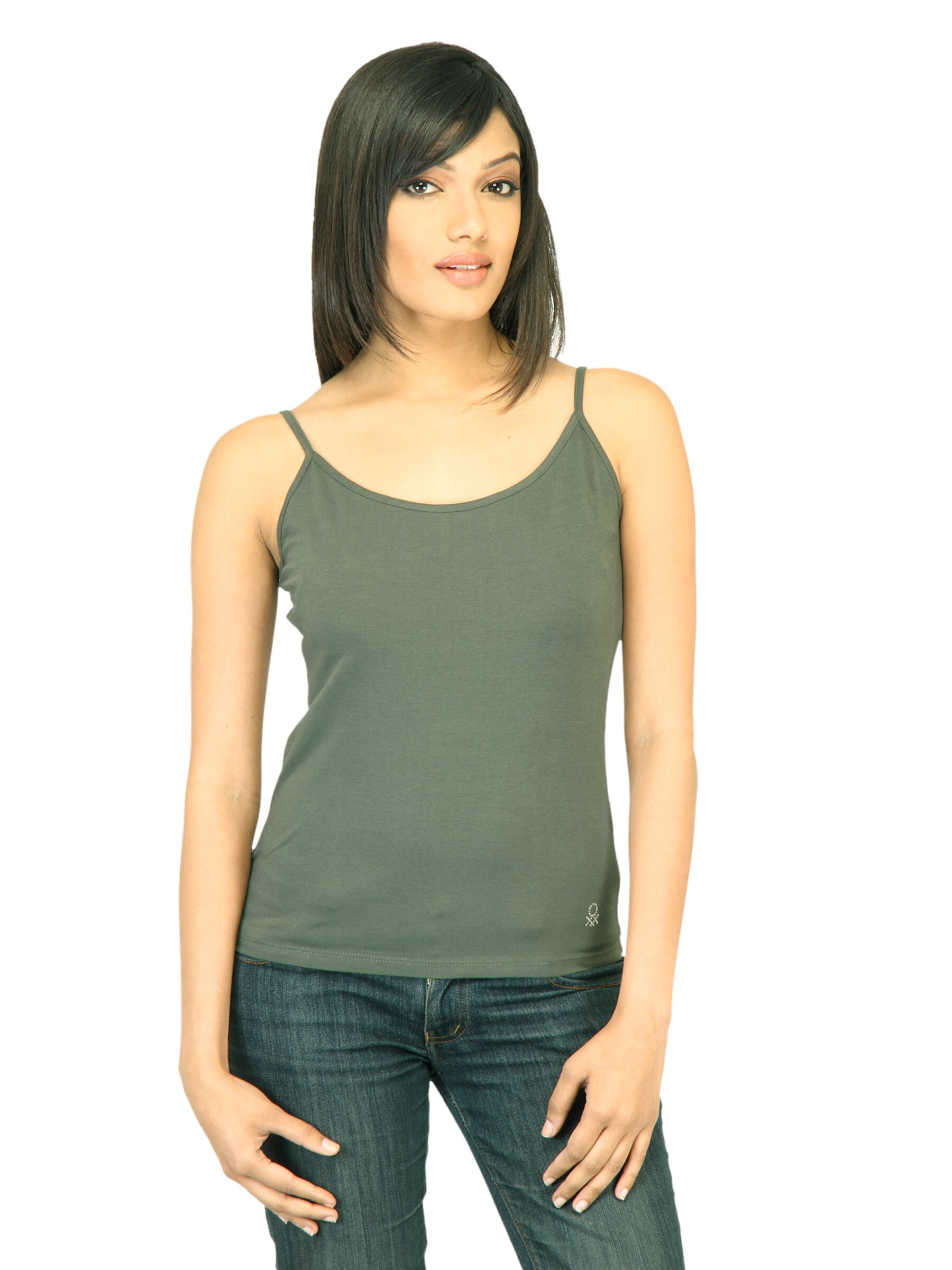 United Colors of Benetton Women Solid Olive Top