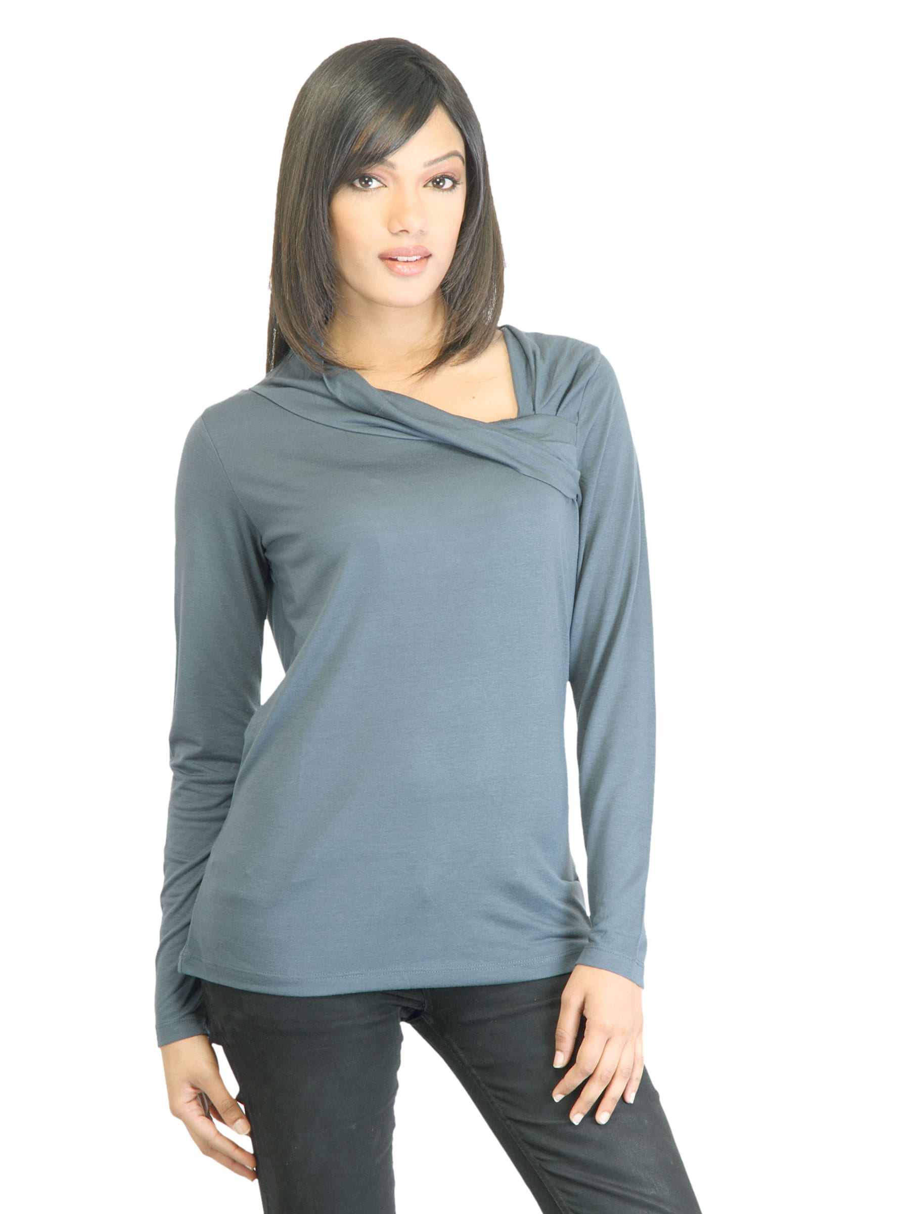 United Colors of Benetton Women Solid Blue Top